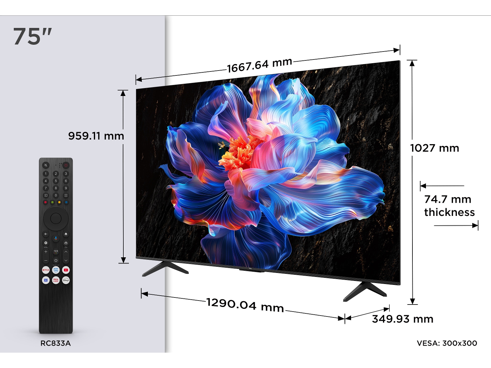 TCL 75" V6C 4K Google TV 70 - 79 tums TV