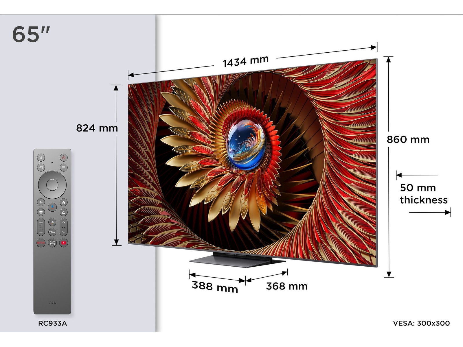 TCL 65" C8K 4K QD-Mini LED Google TV 60 - 69 tums TV
