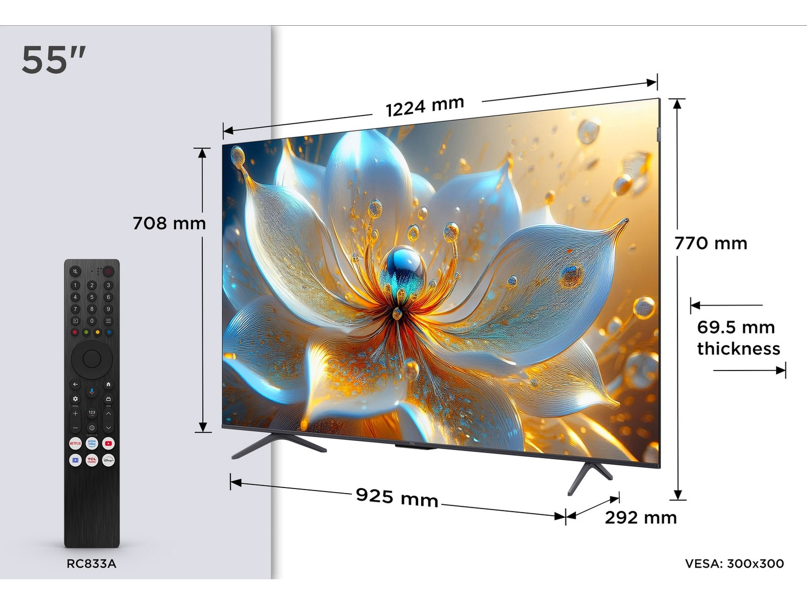TCL 55" T8C 4K QLED Google TV 50 - 59 tums TV