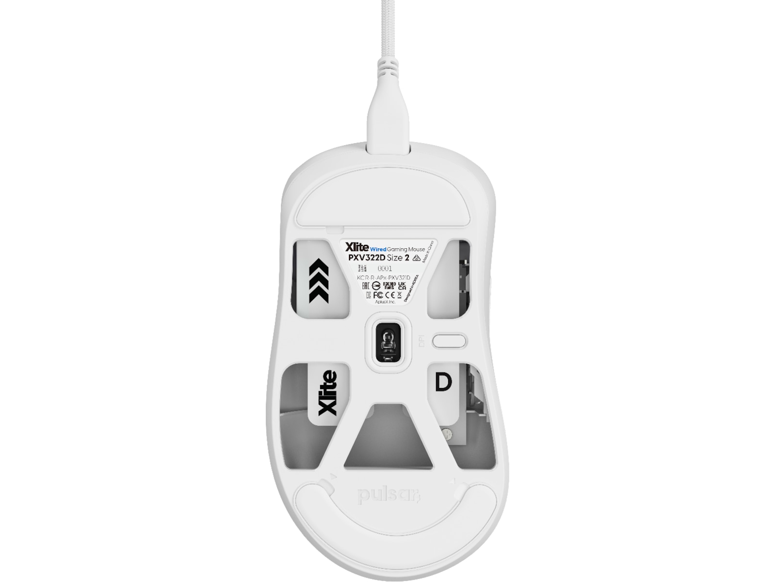 Pulsar Xlite Medium spelmus (vit) Gamingmus