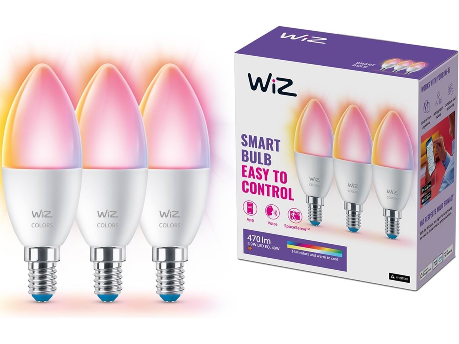 WiZ BLE 40W E14-glödlampa (3-pack) LED-lampor & glödlampor