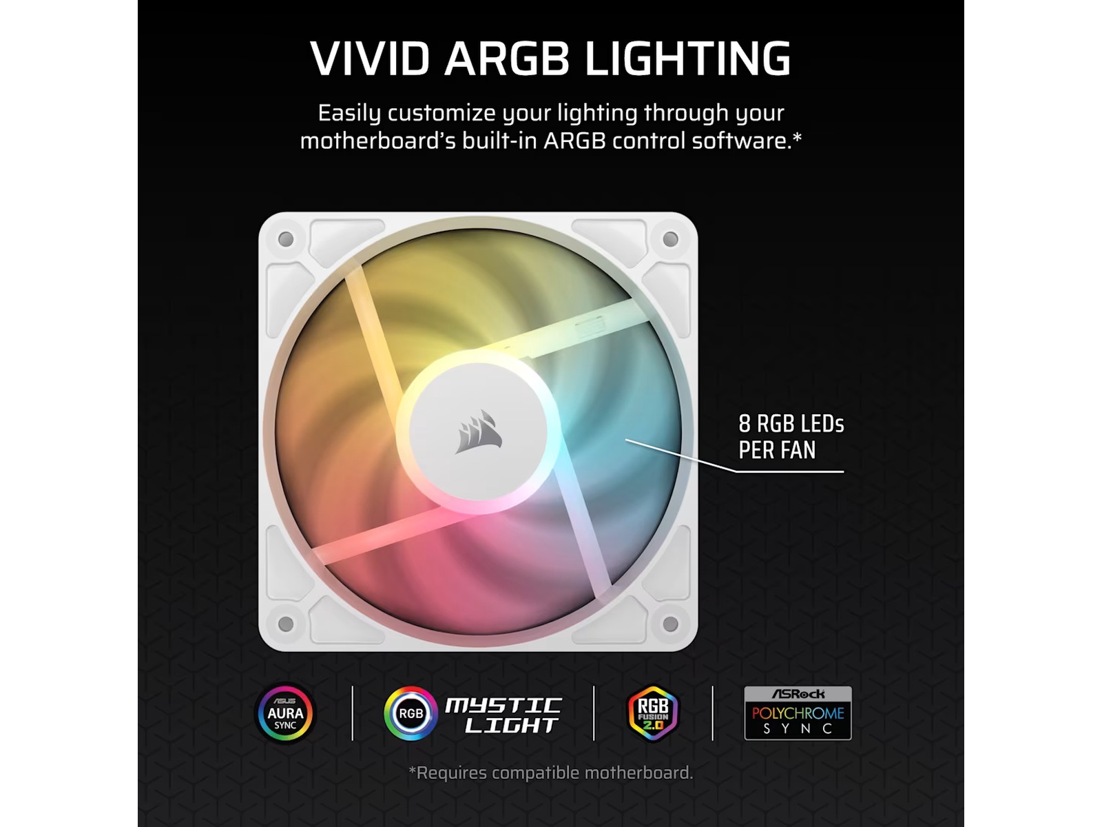 Corsair RS120-R ARGB PWM Reverse Fläkt 3pk (vit) Fläkt