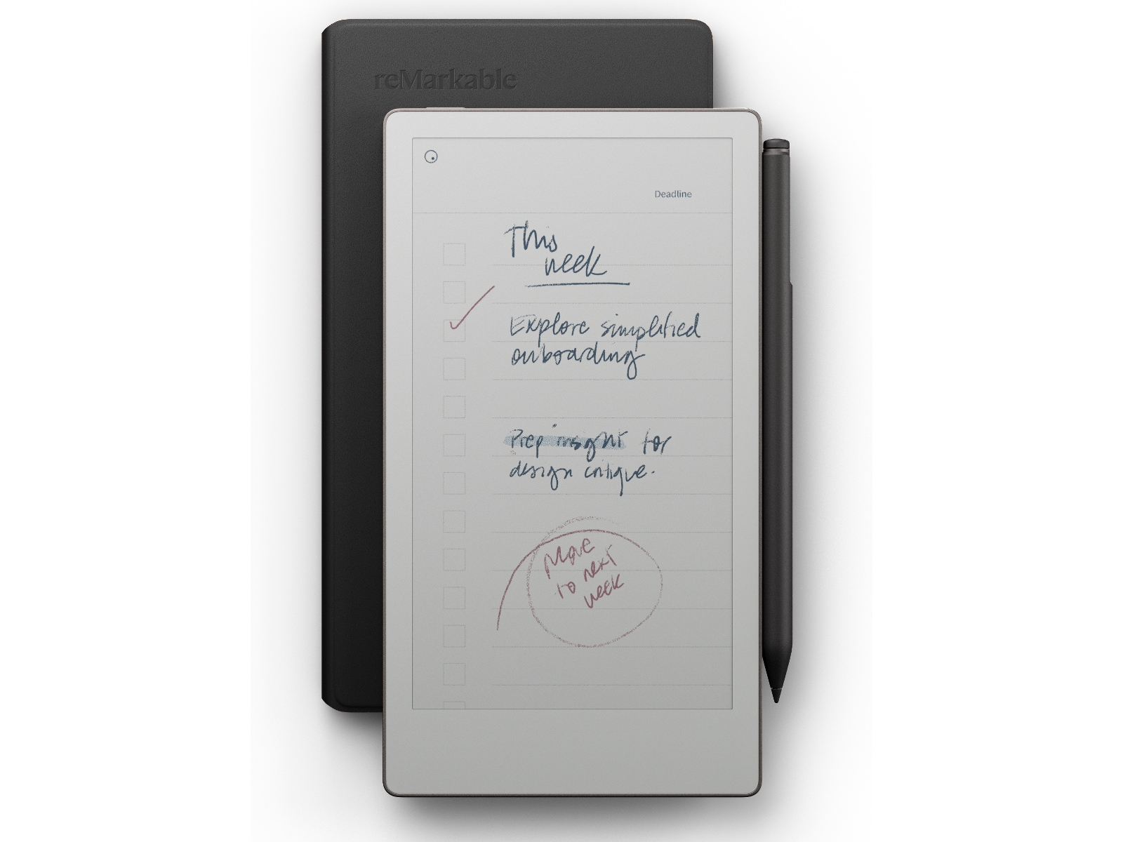 reMarkable Paper Pro Move 7.3" inkl. Marker Plus & Book Folio (svart skinn) Digitala anteckningsblock och tillbehör