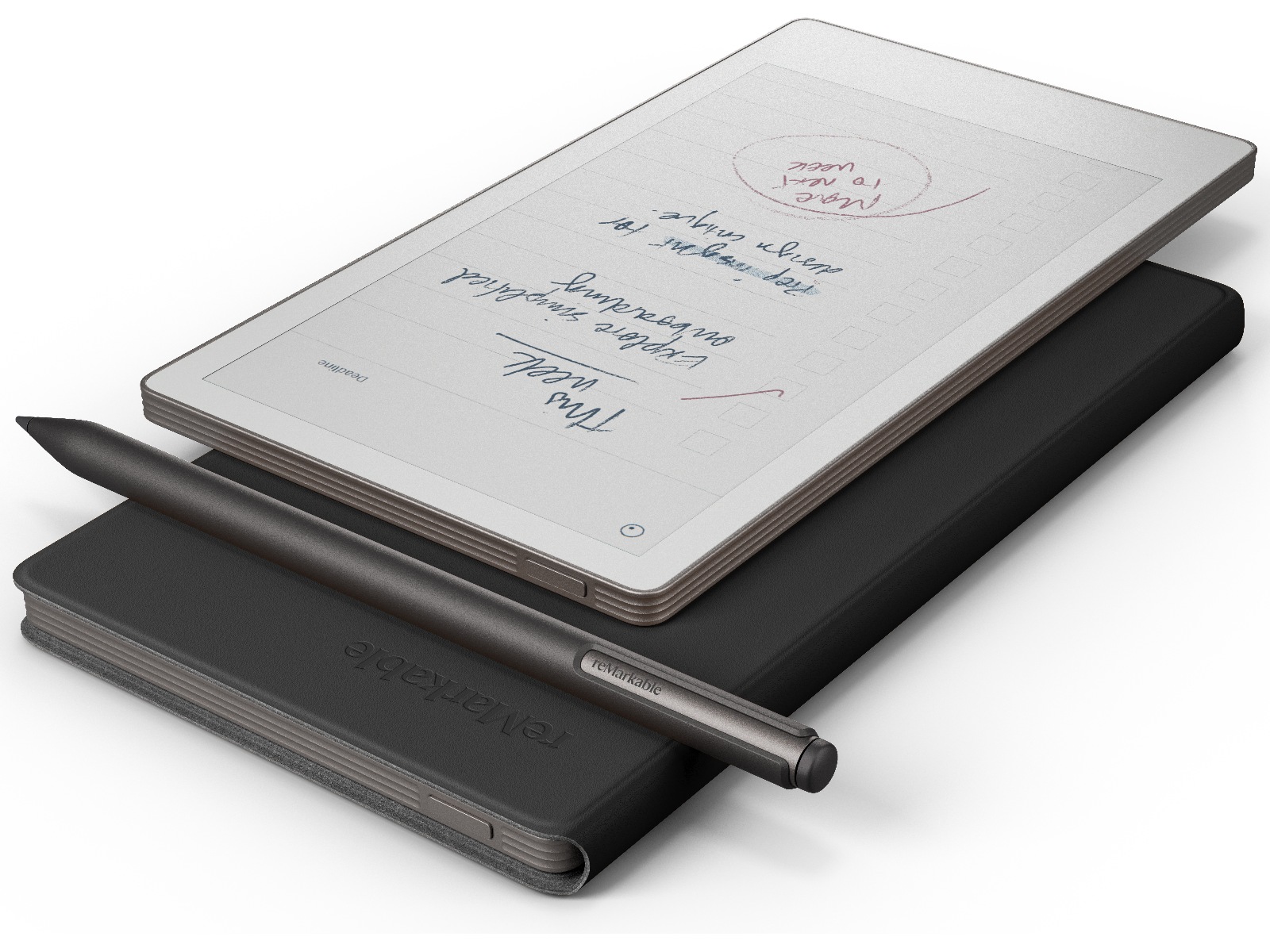 reMarkable Paper Pro Move 7.3" inkl. Marker Plus & Book Folio (svart skinn) Digitala anteckningsblock och tillbehör