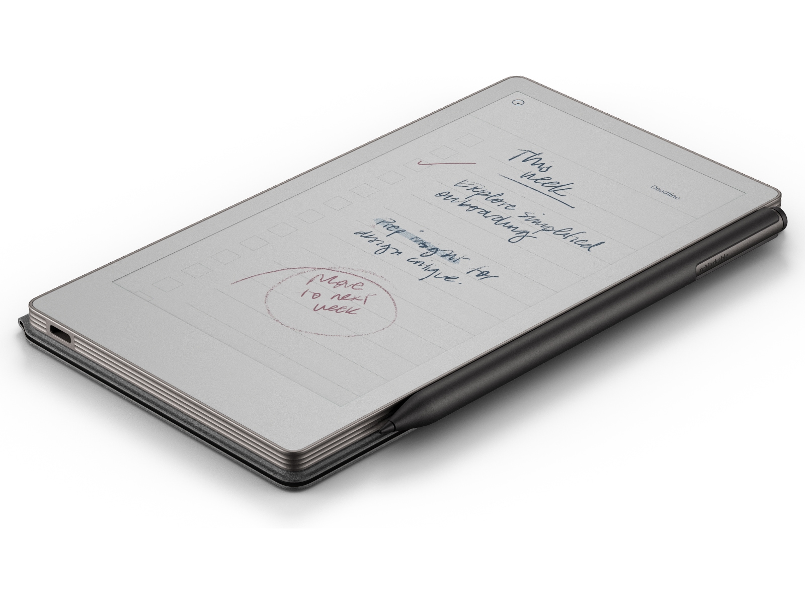 reMarkable Paper Pro Move 7.3" inkl. Marker Plus & Book Folio (svart skinn) Digitala anteckningsblock och tillbehör