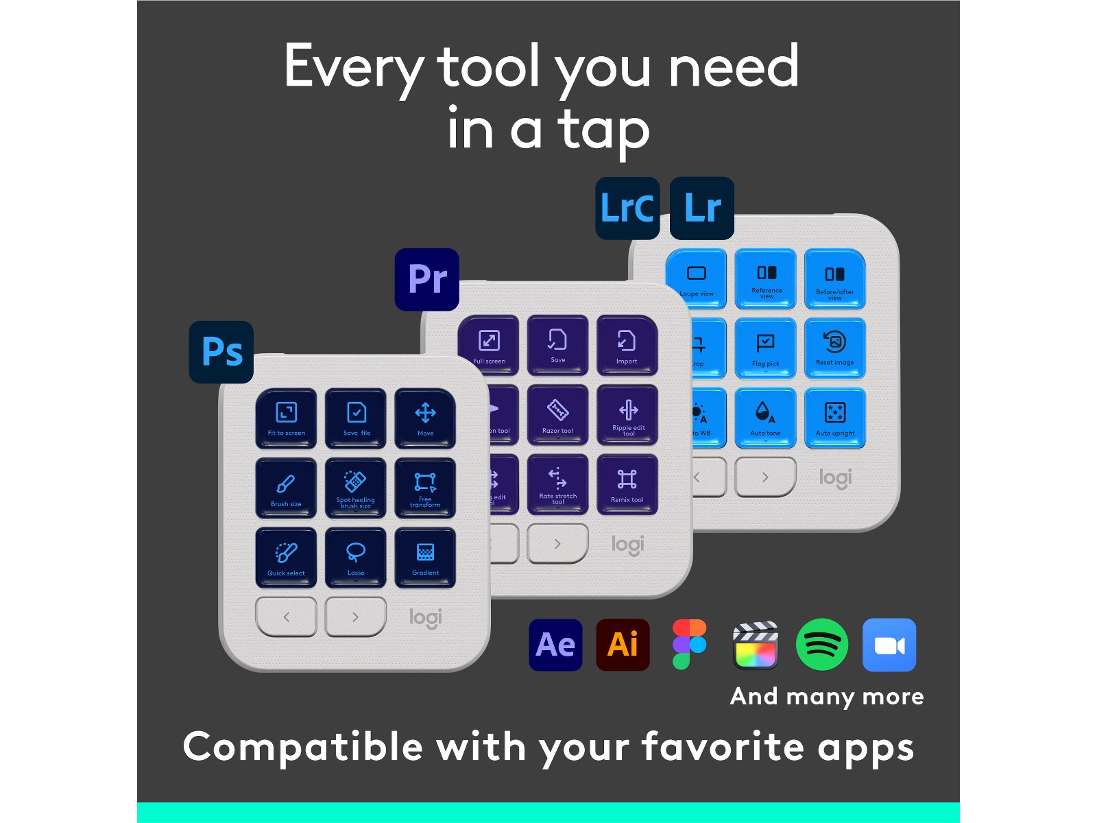 Logitech MX Creative Console (grå) Tangentbord