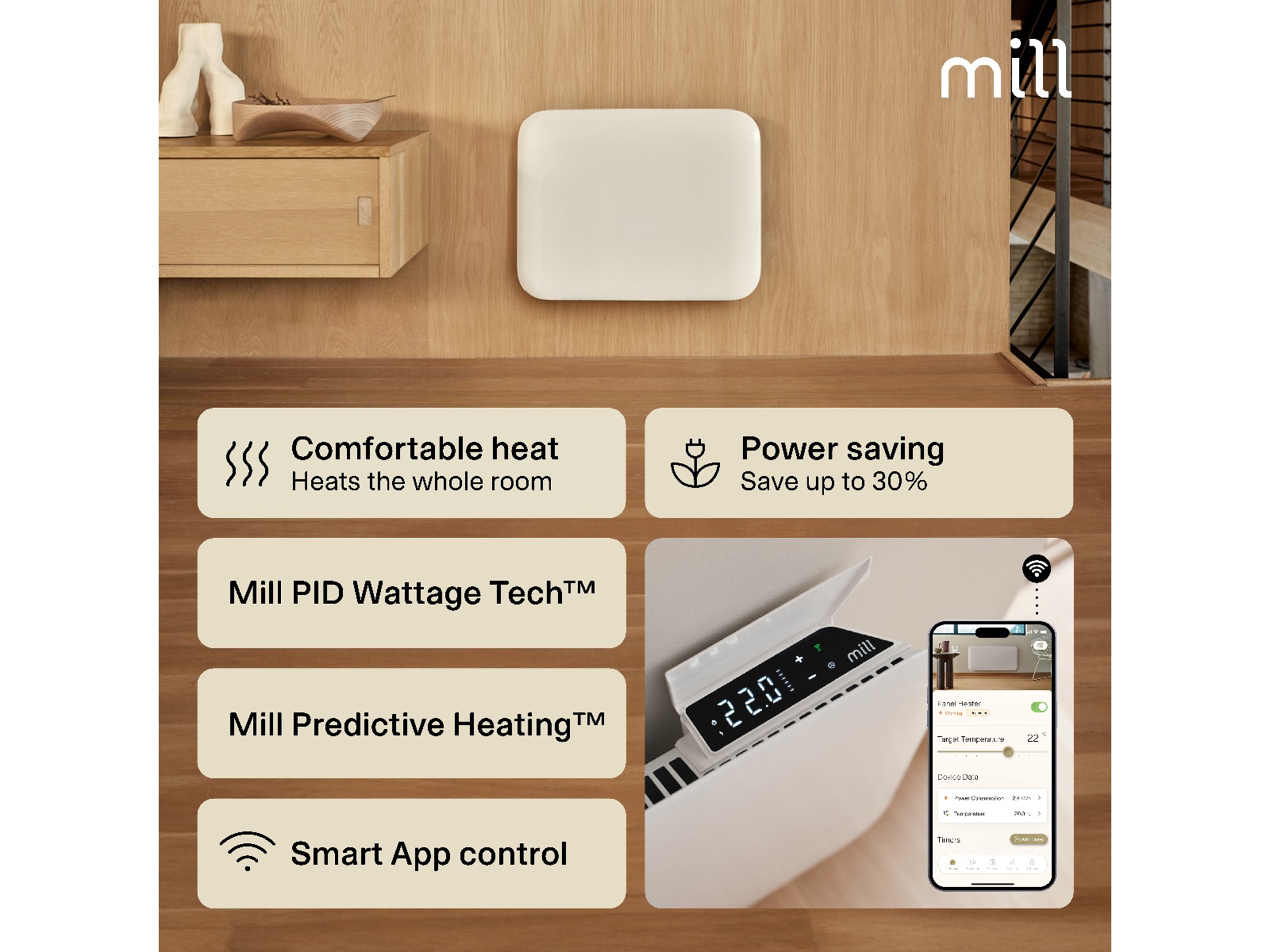Mill Invisible Smart WiFi Gen 4 panelvärmare 400W -B-Grade Demo hem & hushåll