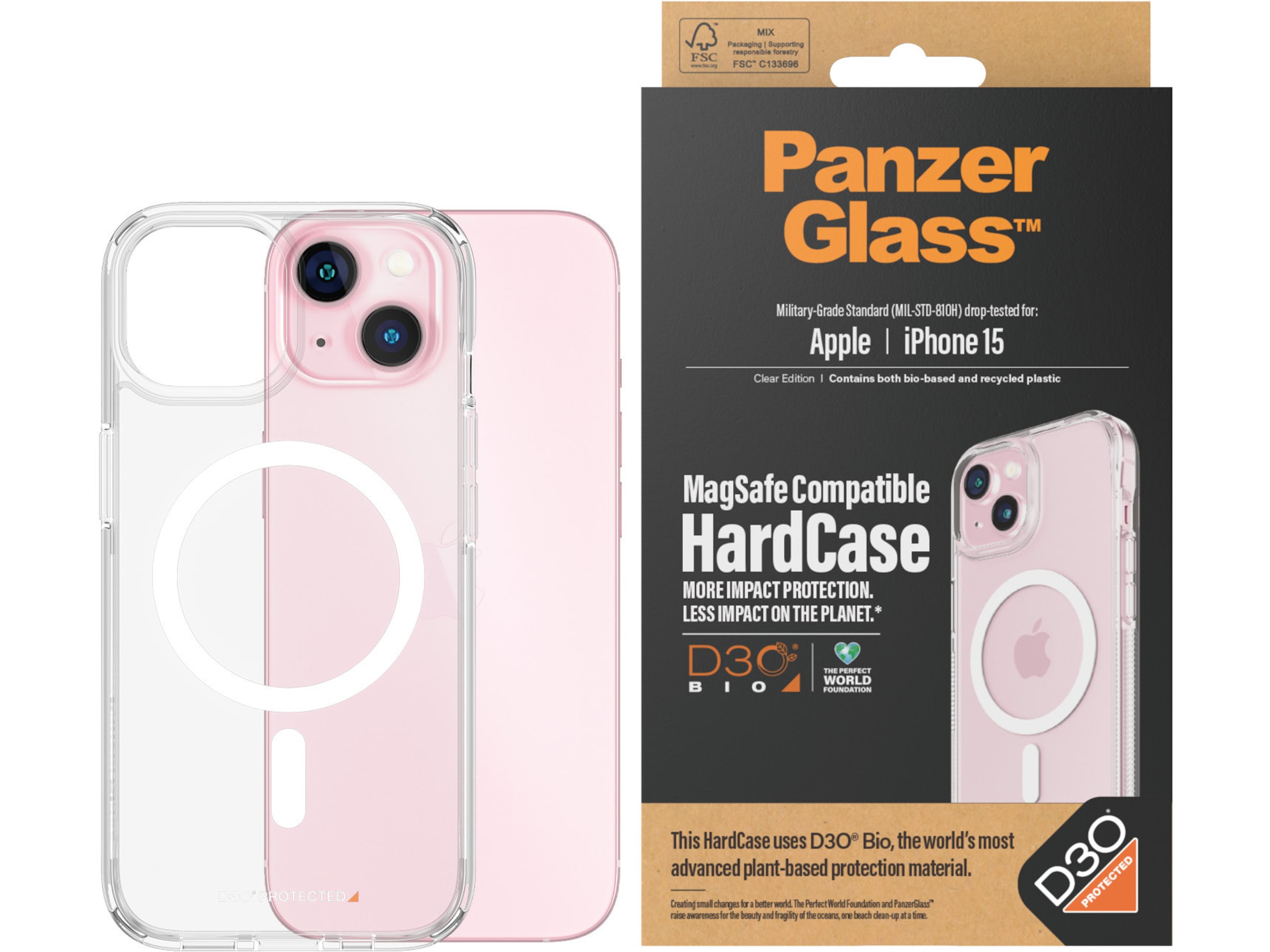 PanzerGlass iPhone 15 HardCase Skal (transparent) Mobilskal