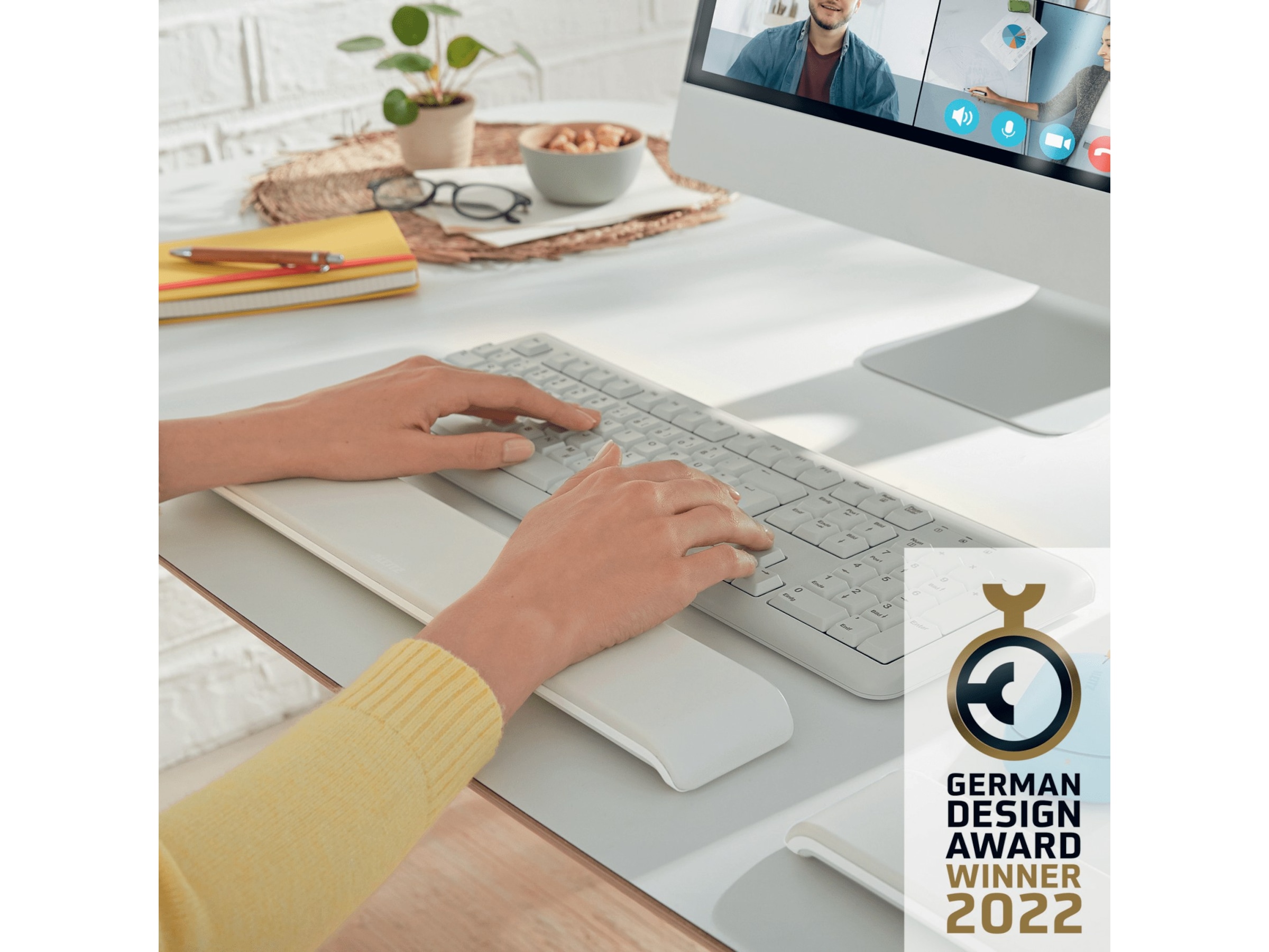 Leitz Ergo Cozy handledsstöd för tangentbord (ljusgrå) Handledsstöd