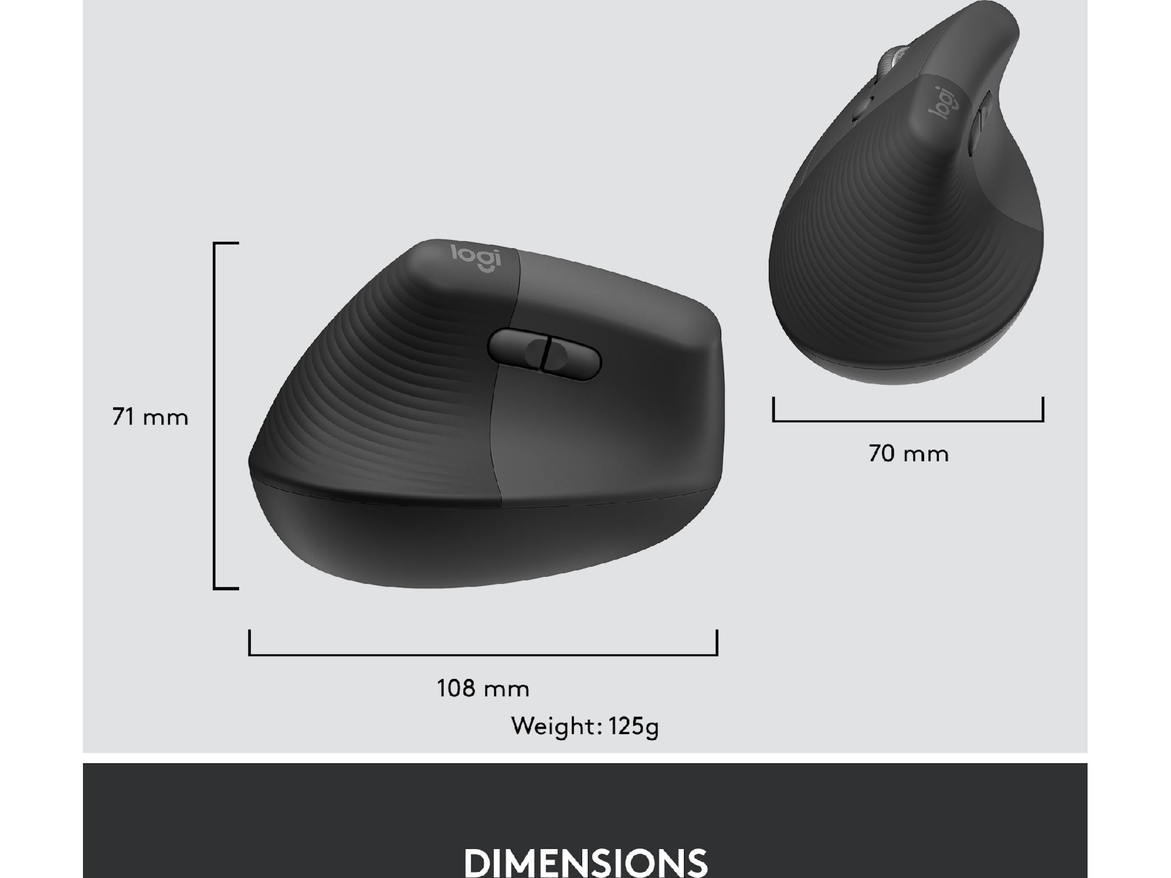 Logitech Lift Vertikal Business Vänster mus (graphite) Mus