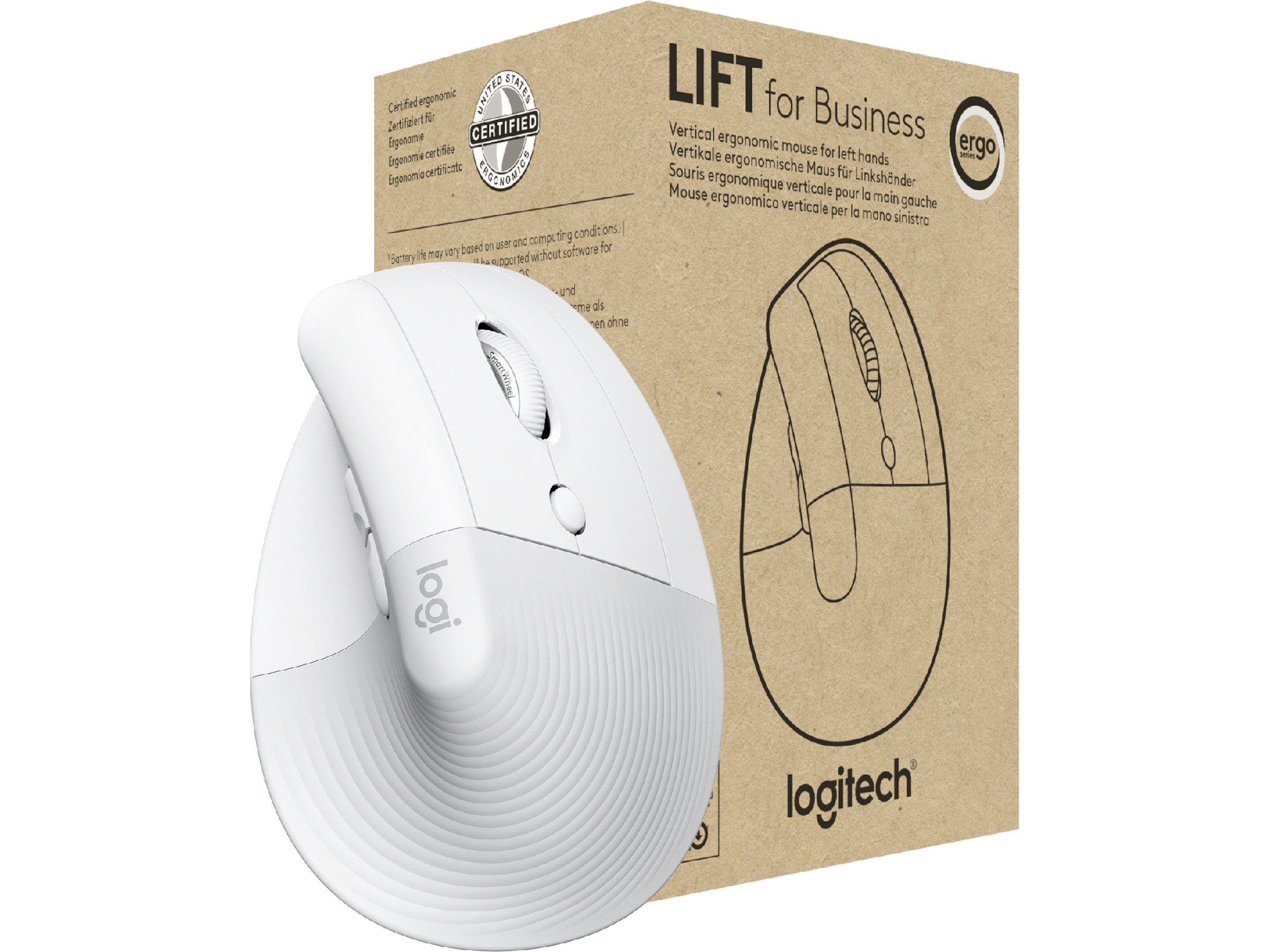 Logitech Lift Vertikal Business mus (off-white) Mus