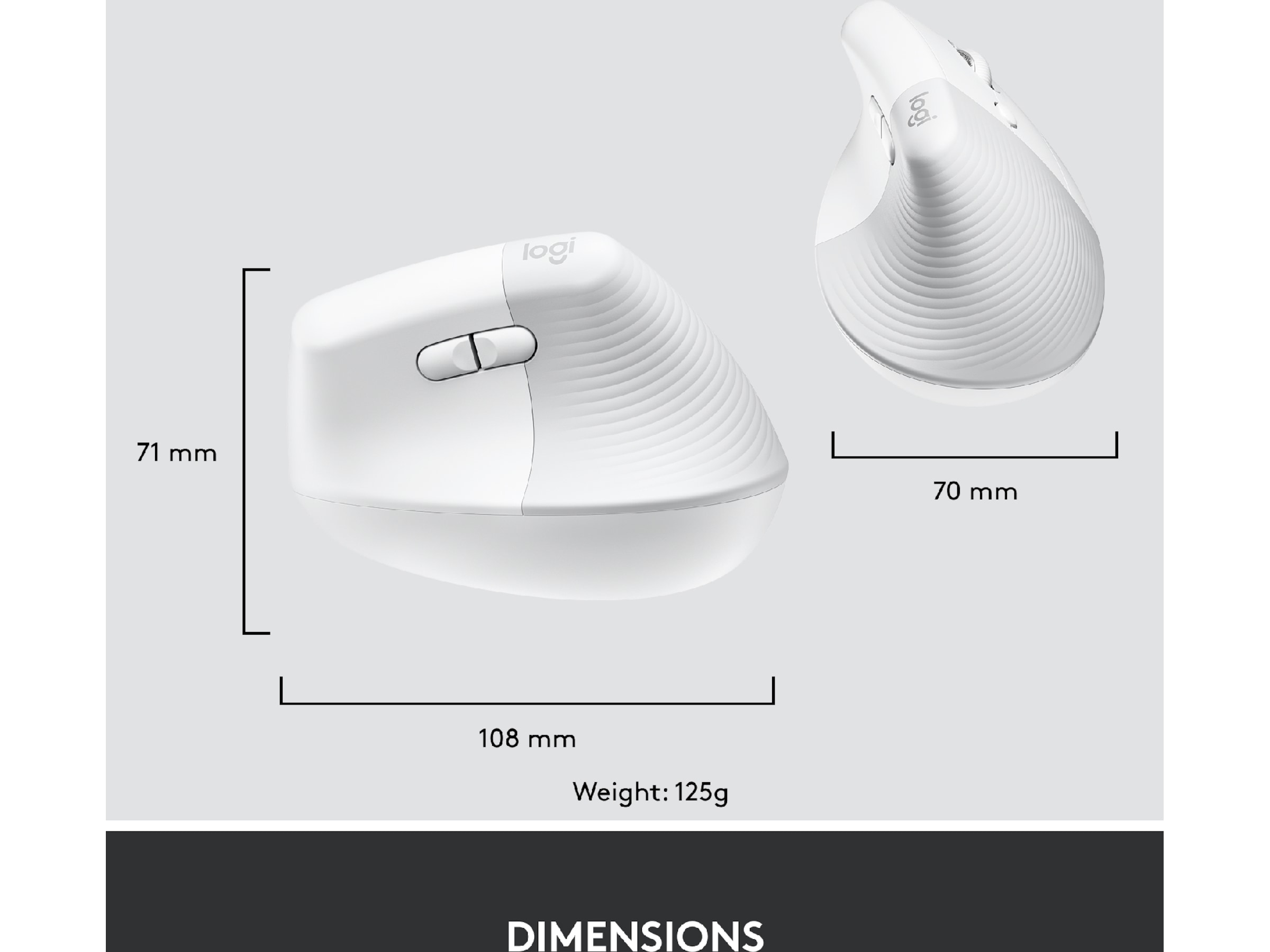 Logitech Lift Vertikal Business mus (off-white) Mus