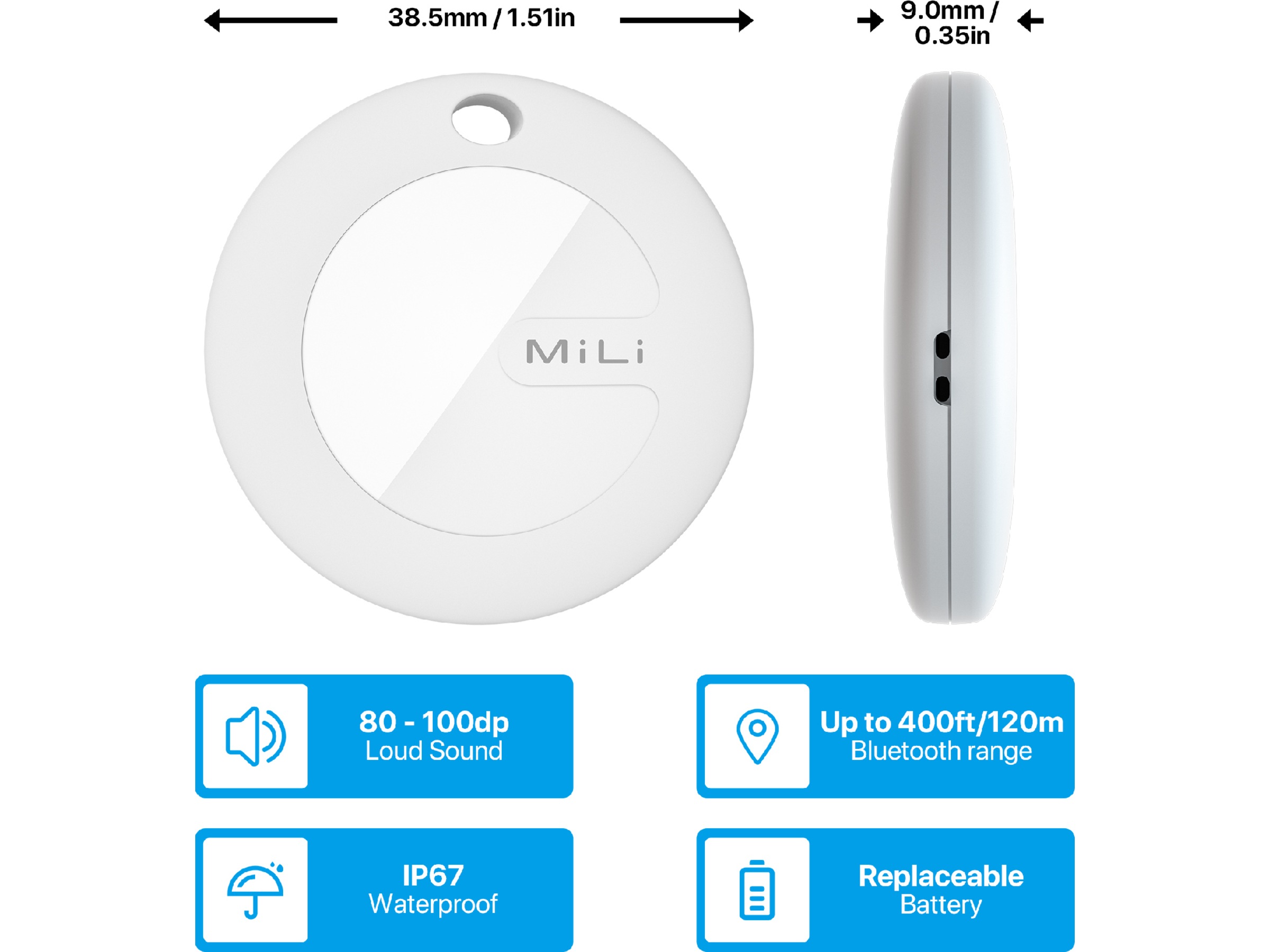 MiLi MiCollar Halsband för hundar, med spårningschip (svart) Bluetooth tracker & GPS