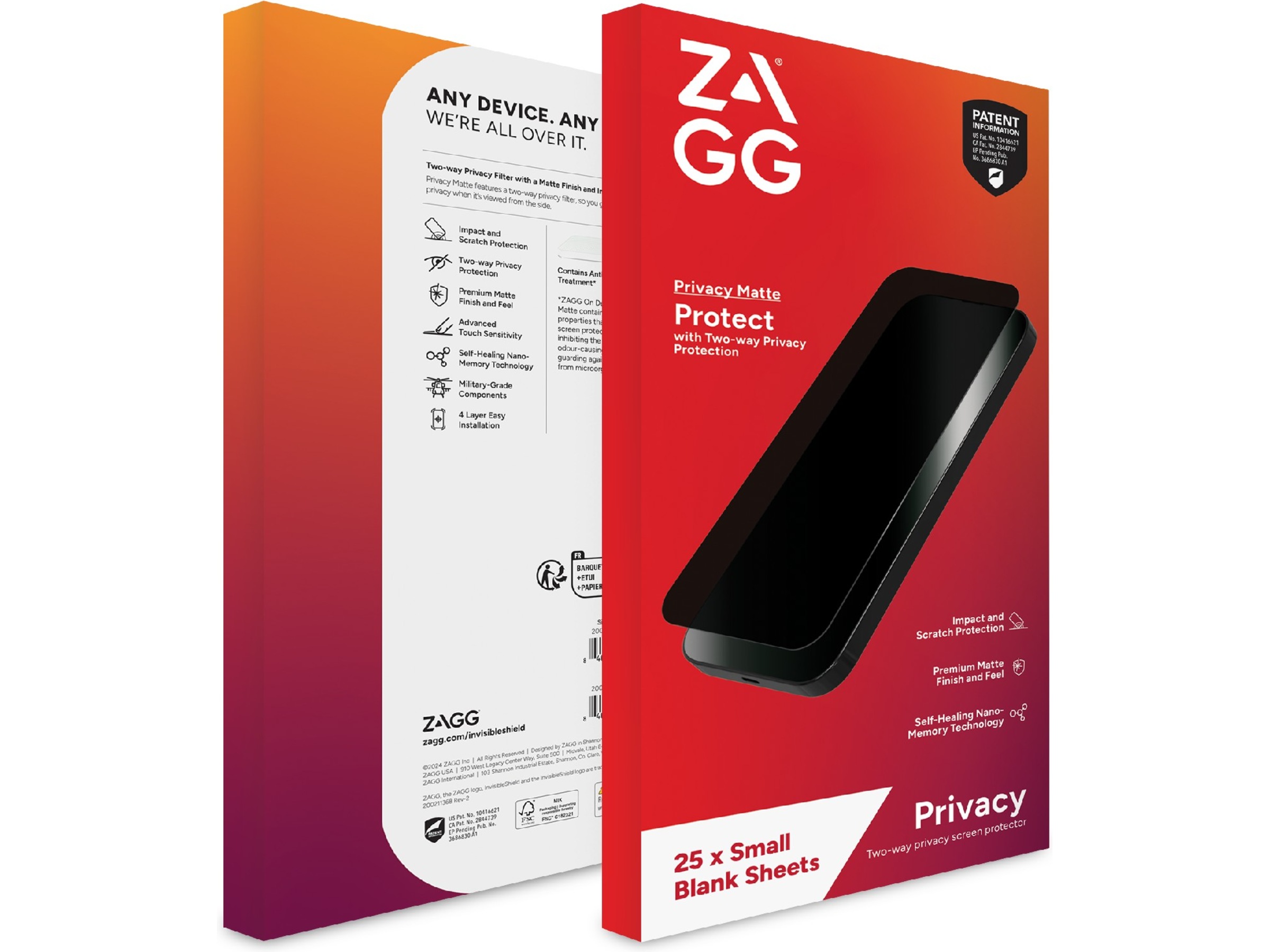 Zagg Privacy Filter Universal skärmskydd för mobiltelefoner Skärmskydd mobiltelefon