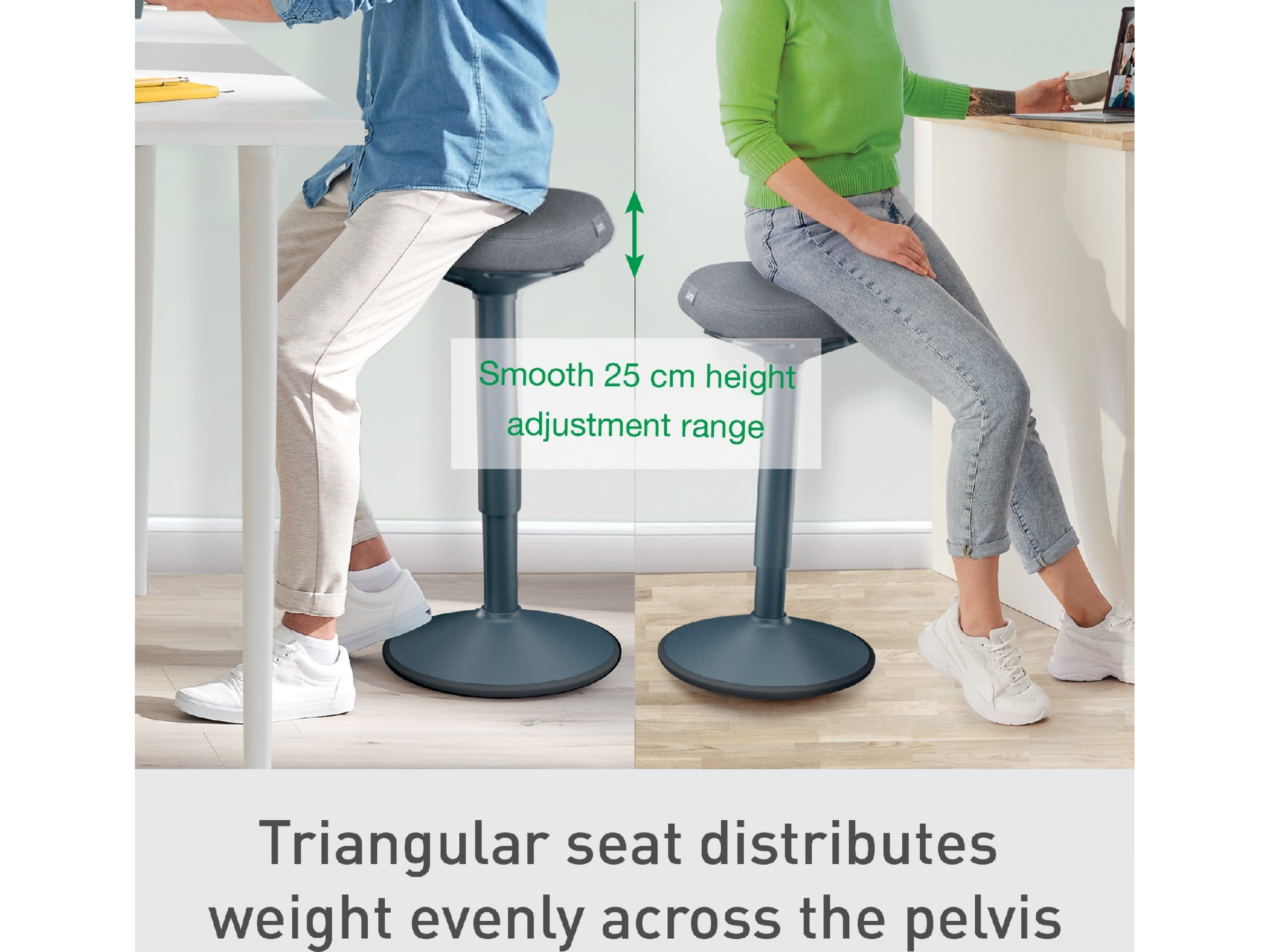 Leitz Ergo Active Balansstol med komfortsits, justerbar höjd 57-82 cm Kontorsstolar