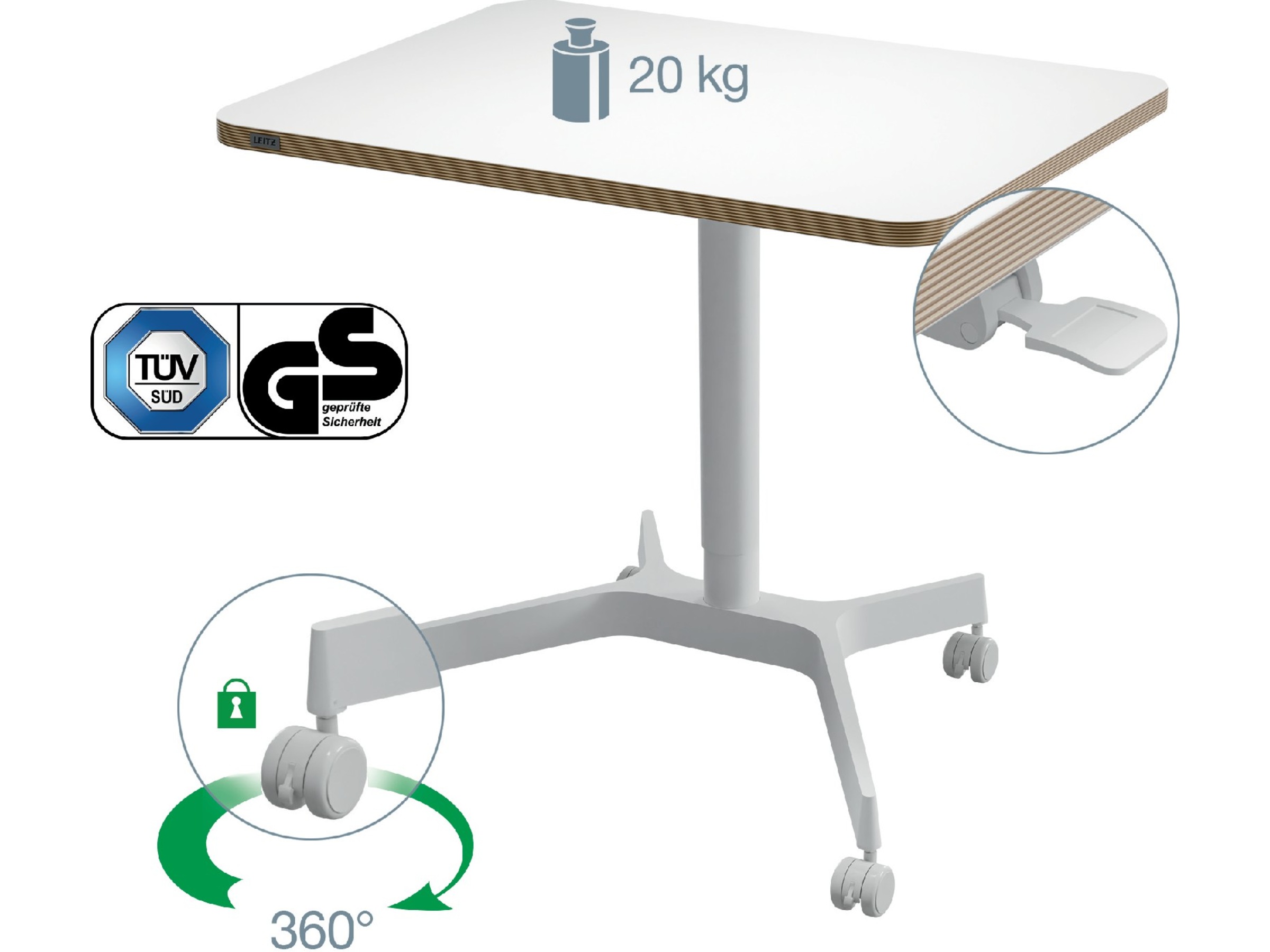Leitz Ergo Raise-Lower Desk, Gaming Desk, höjdjustering 75-114 cm Aktivitetsbord
