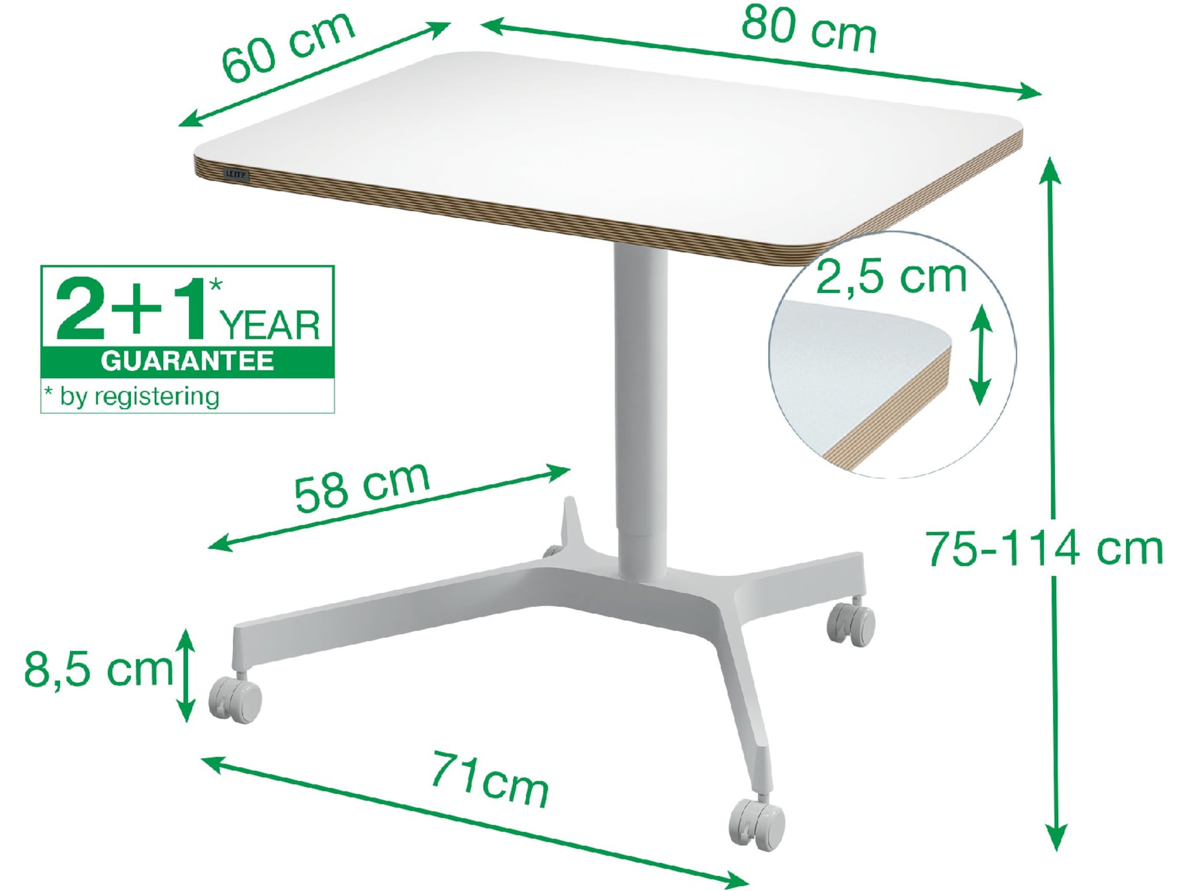 Leitz Ergo Raise-Lower Desk, Gaming Desk, höjdjustering 75-114 cm Aktivitetsbord