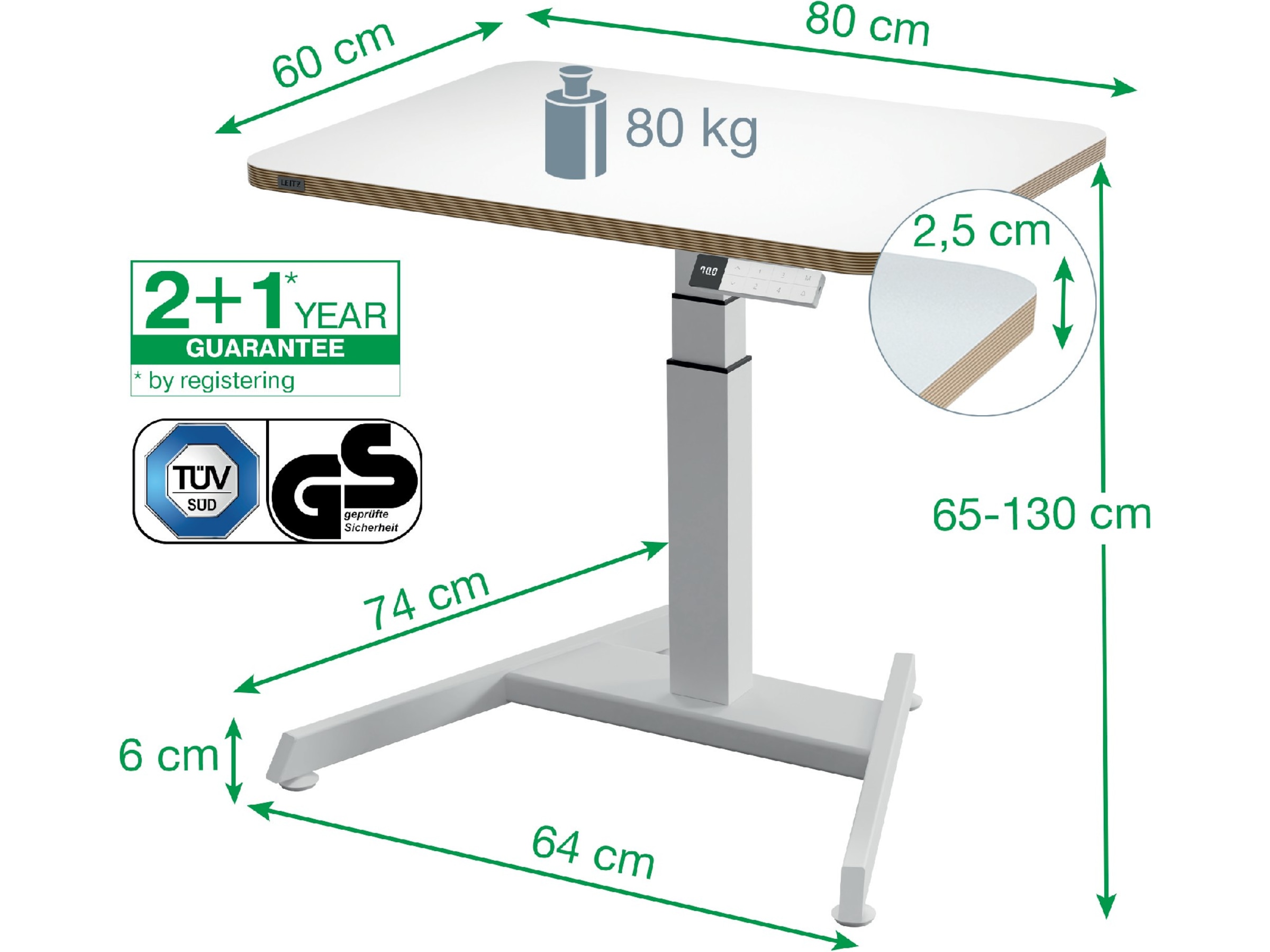 Leitz Ergo Höj- & Sänkbart Skrivbord, elektriskt, stå-upp-påminnelse Aktivitetsbord