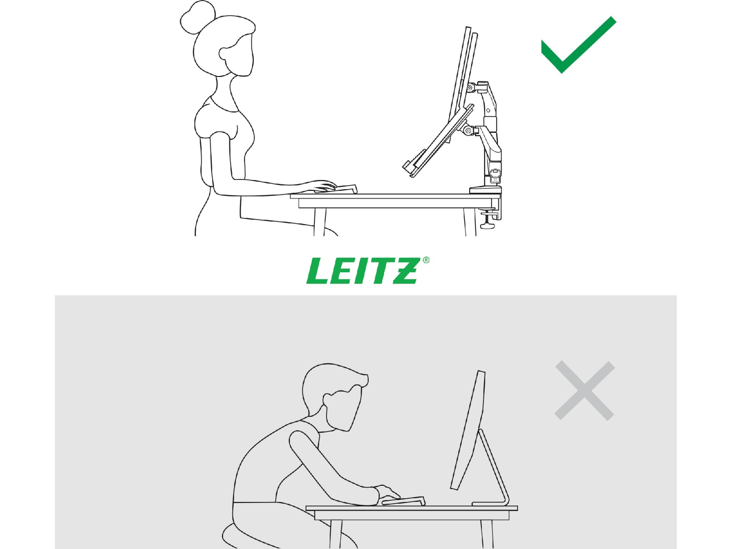 Leitz Ergo Monitorarm & Laptop-Stativ, platsbesparande Bord och väggfäste