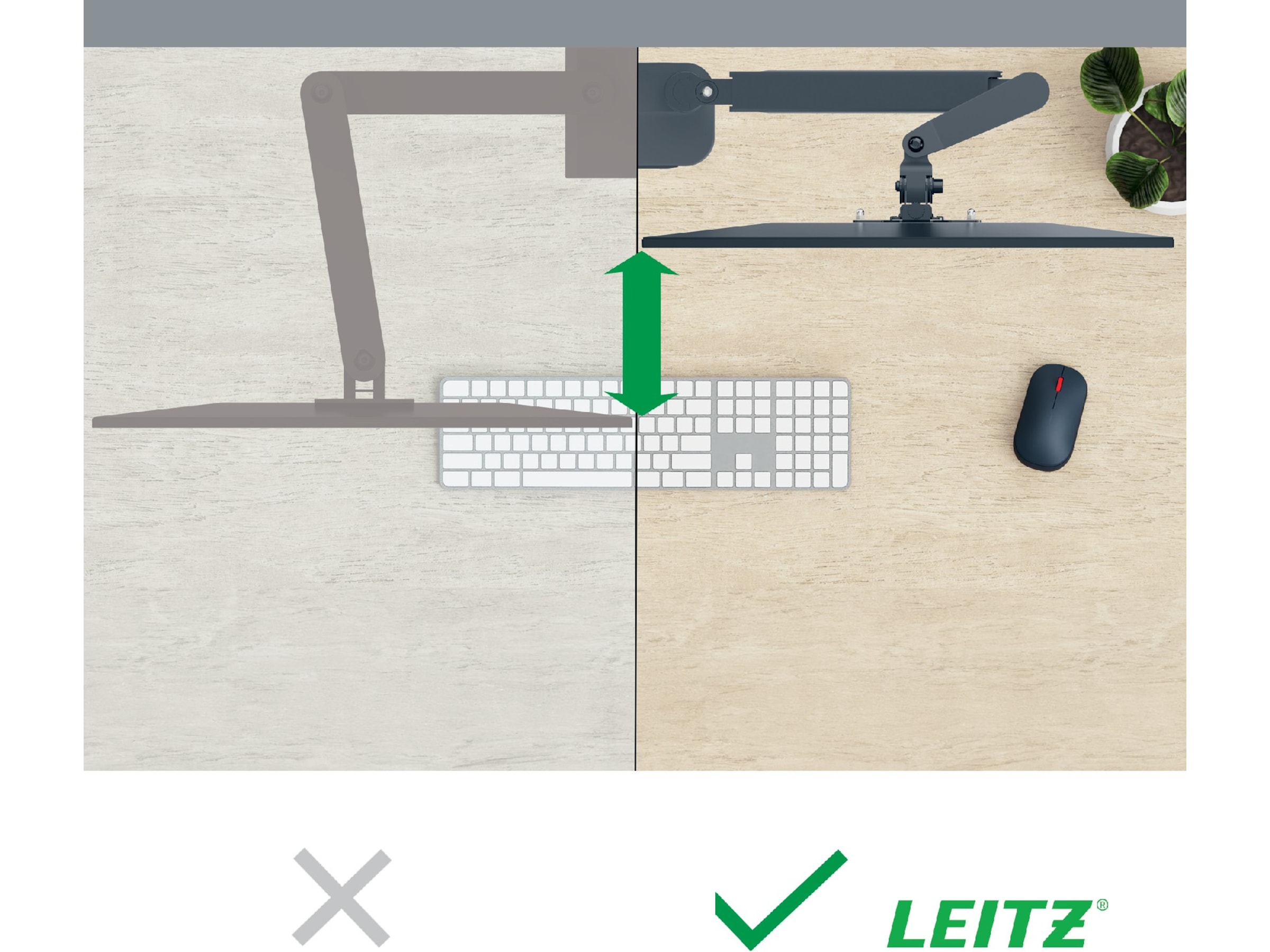 Leitz Ergo Monitorarm Enkel, platsbesparande, 17"-32" skärm Bord och väggfäste