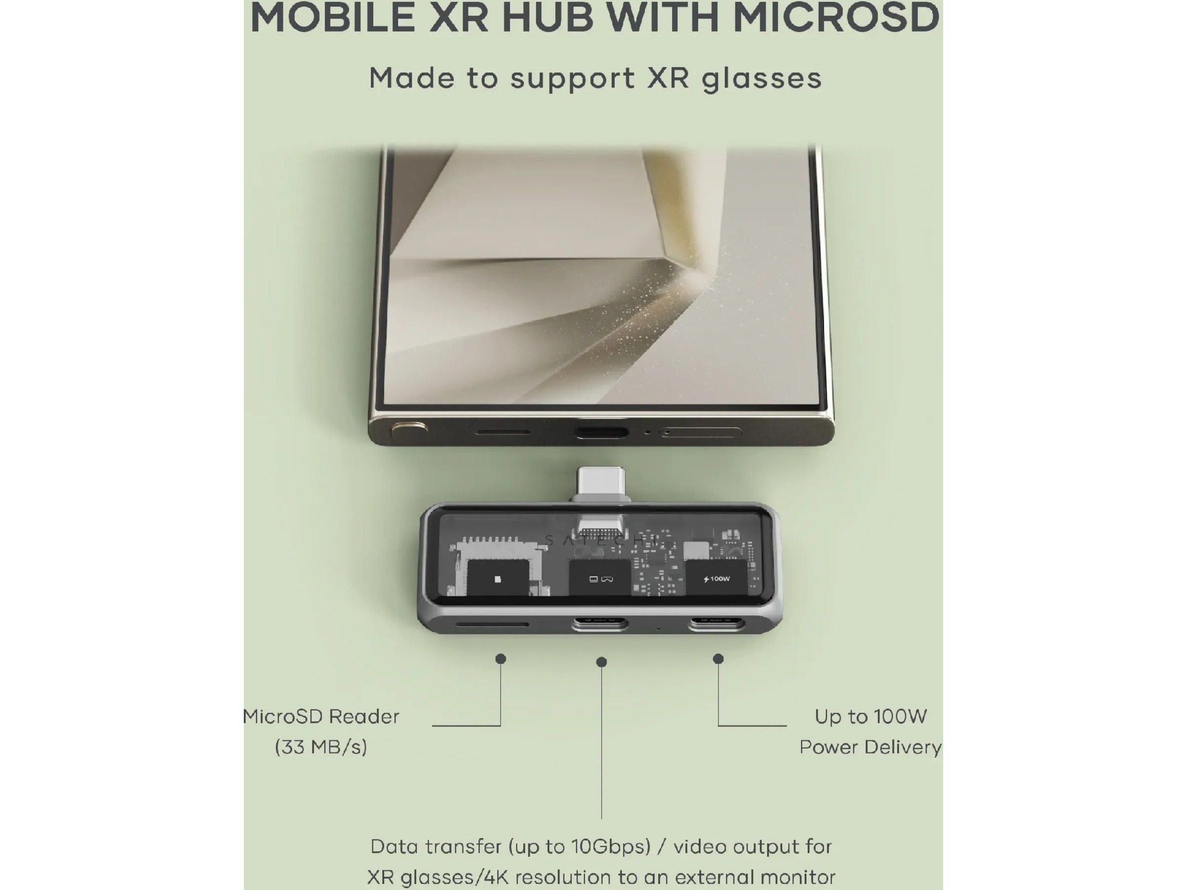 Satechi Mobile XR USB-C Hub (rymdgrå) Dockningsstation och USB-hub