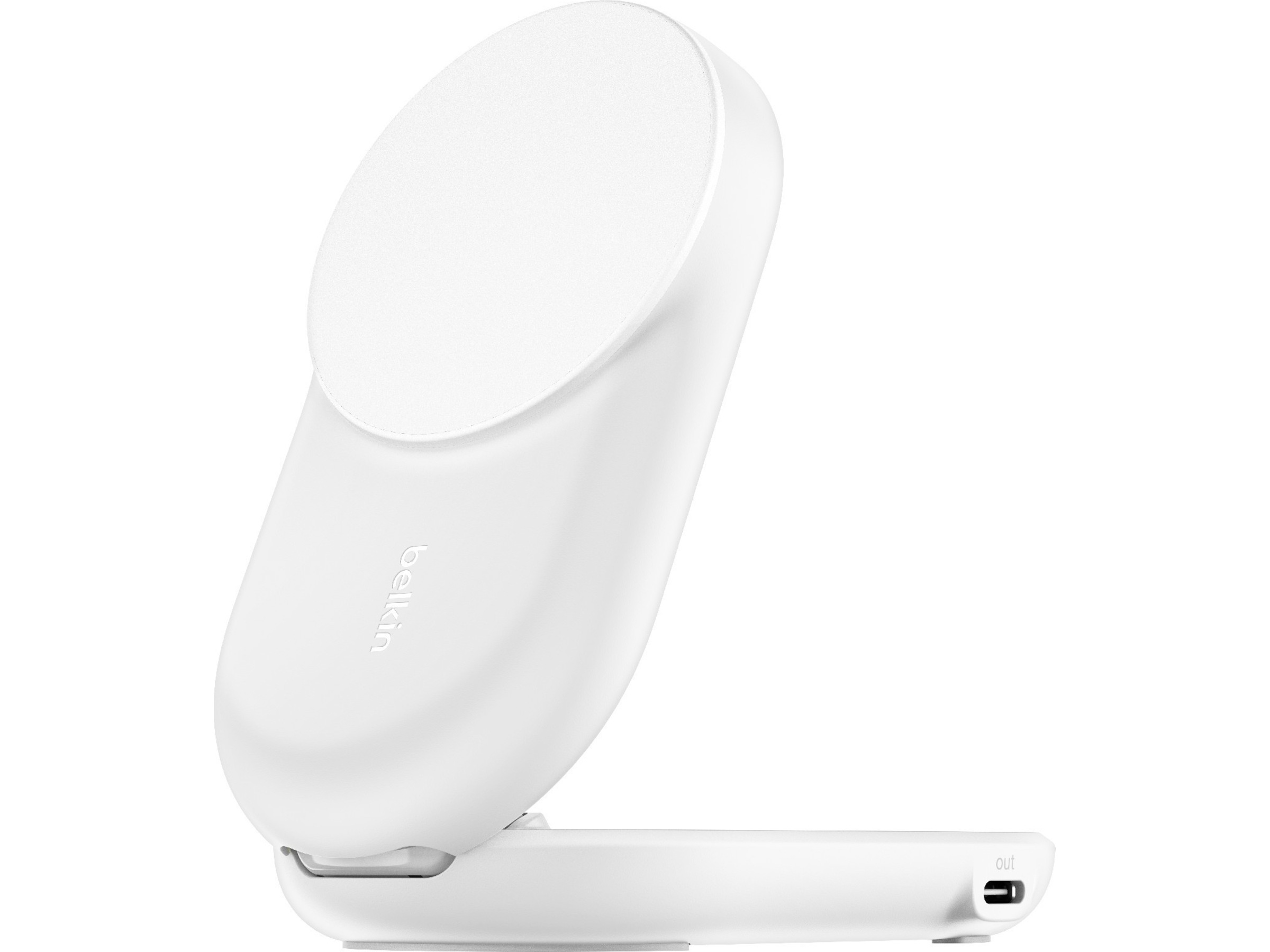 Belkin UltraCharge 2-i-1 Qi2 trådlös laddare (vit) Trådlös laddare