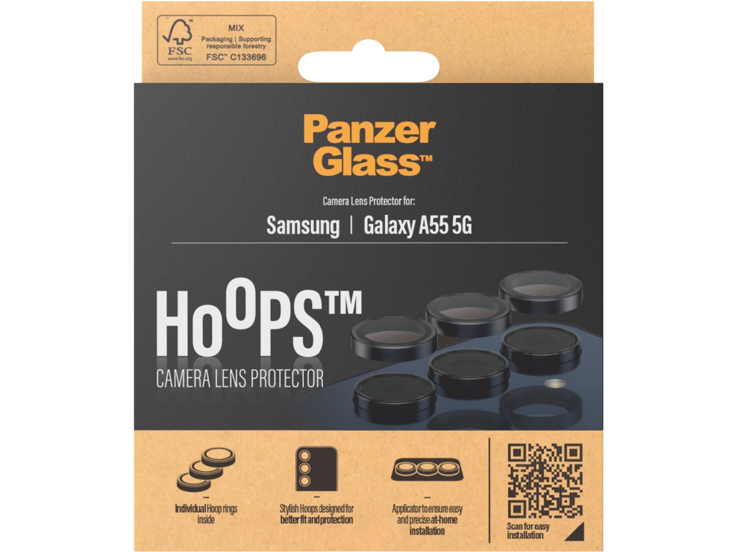 PanzerGlass Galaxy A55 5G Hoops Linsskydd (svart) Skärmskydd mobiltelefon