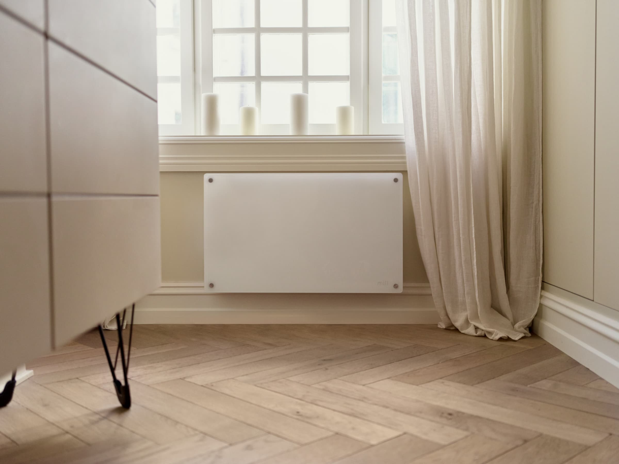 Mill Glas Panelelement 700W (vit) Panelelement