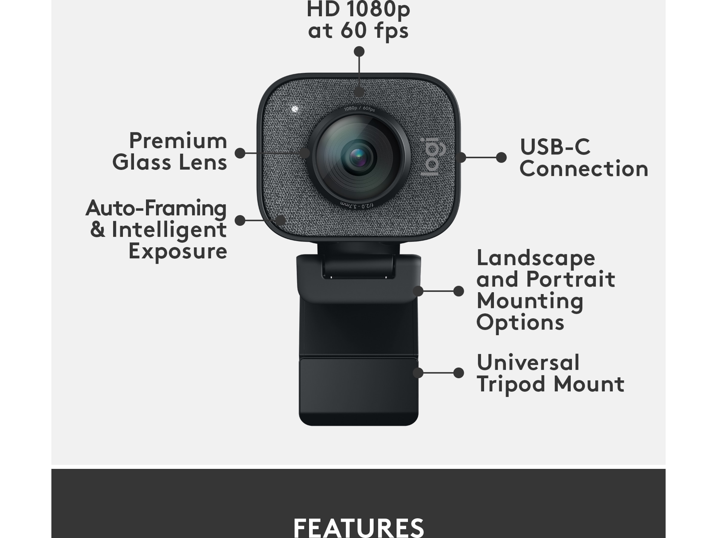 Logitech StreamCam Graphite Webbkamera