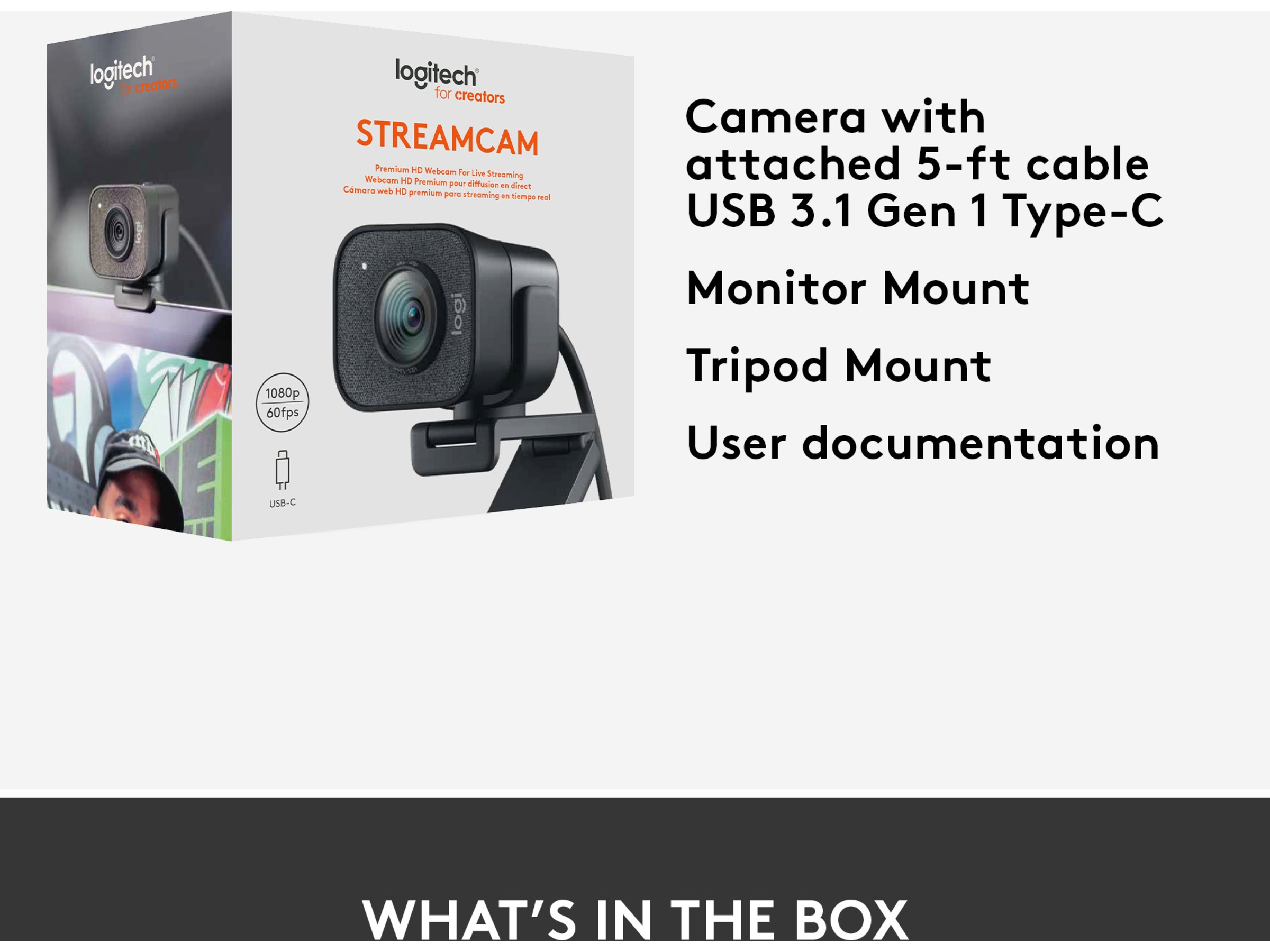 Logitech StreamCam Graphite Webbkamera