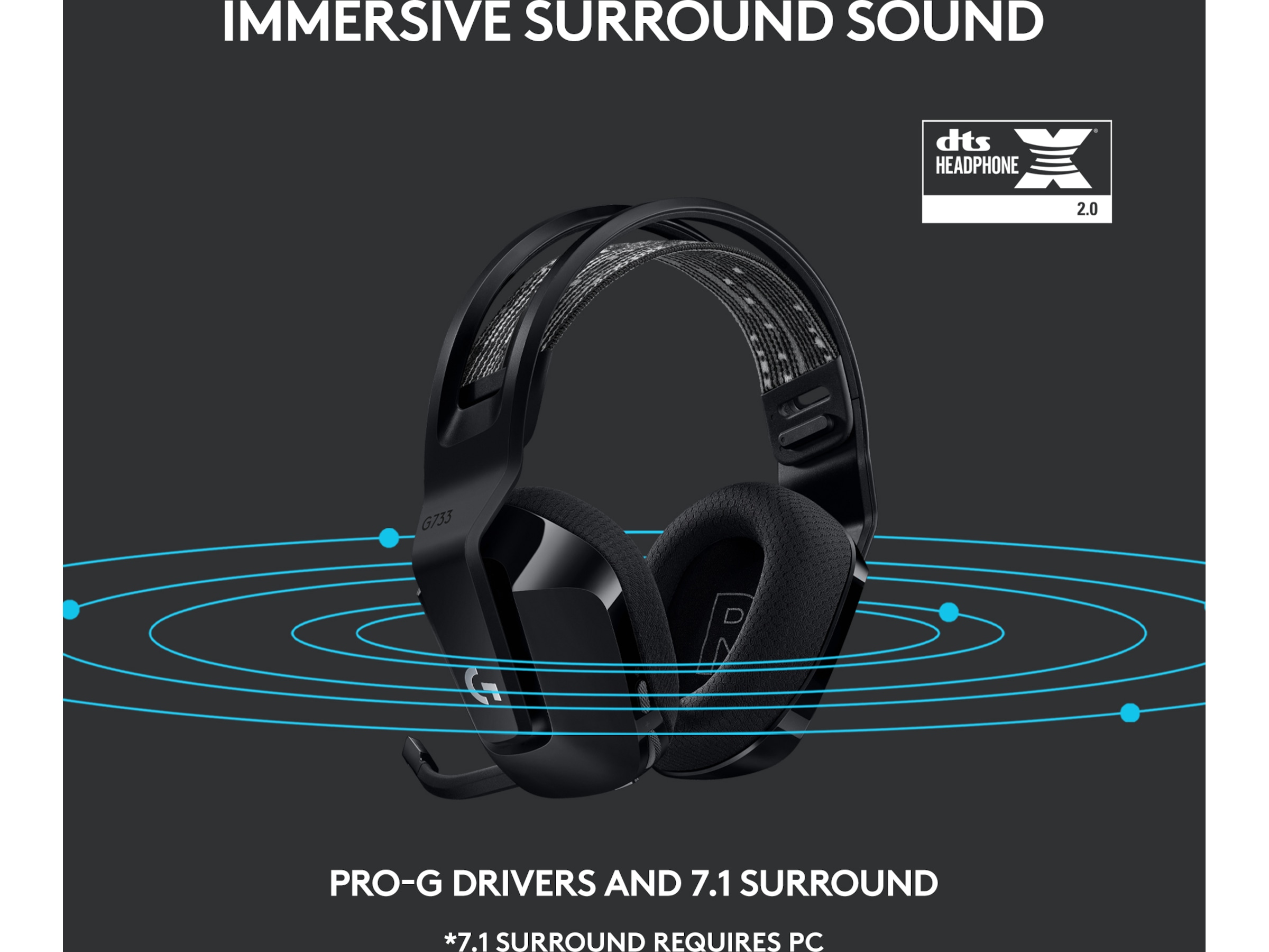 Logitech G733 LIGHTSPEED Trådlöst Gaming Headset (svart) Gamingheadset