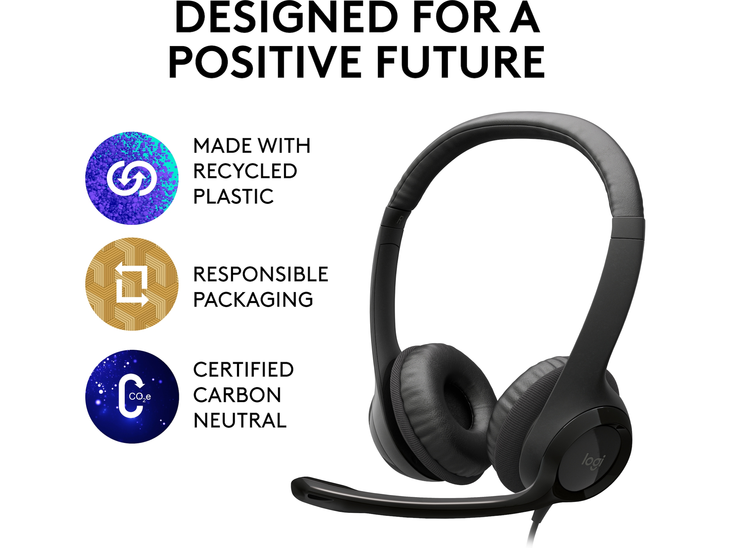 Logitech H390 USB PC Headset (svart) Headset