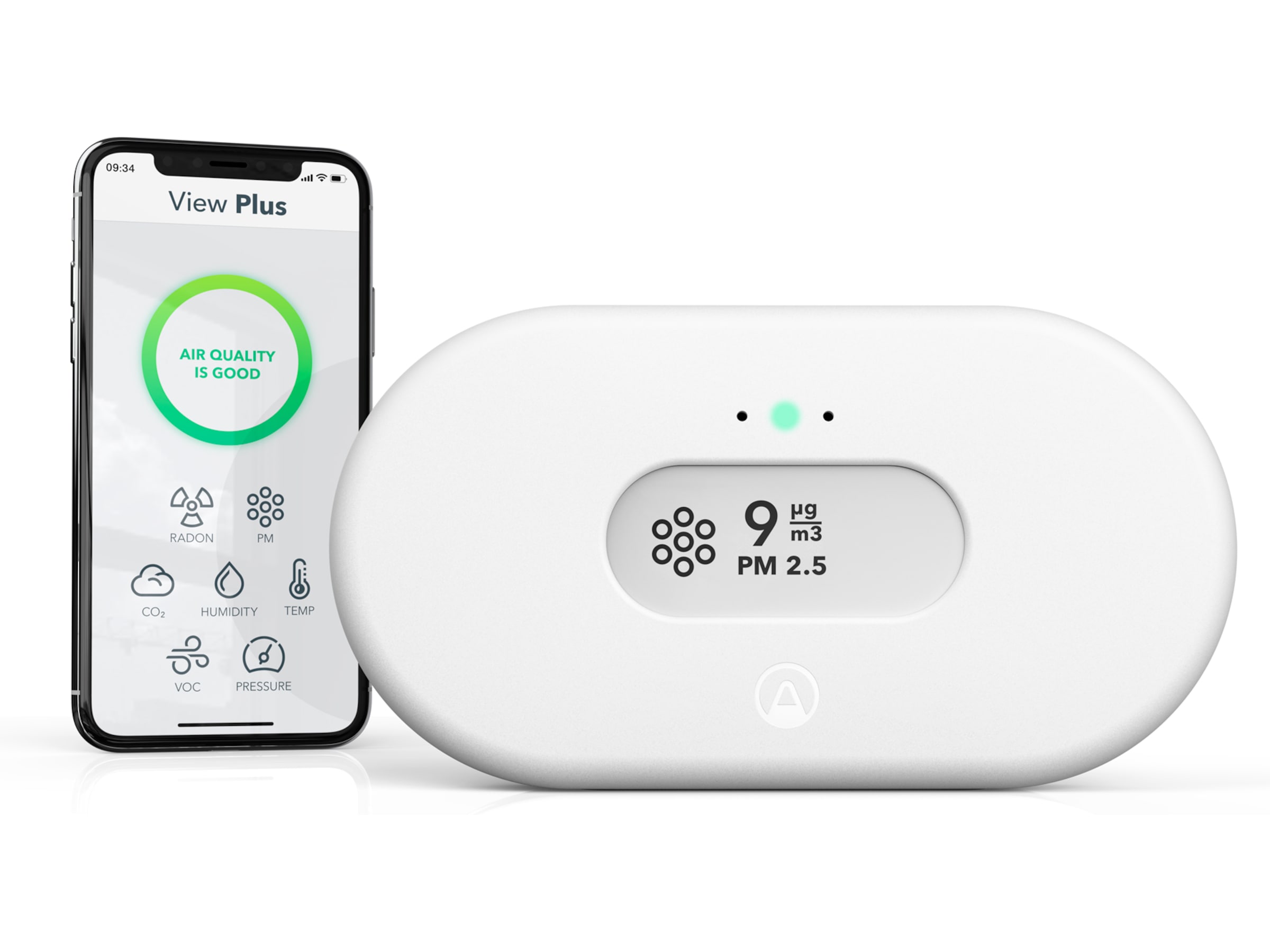 Airthings View Plus luftkvalitetsmätar (vit) -B-Grade Demo hem & hushåll