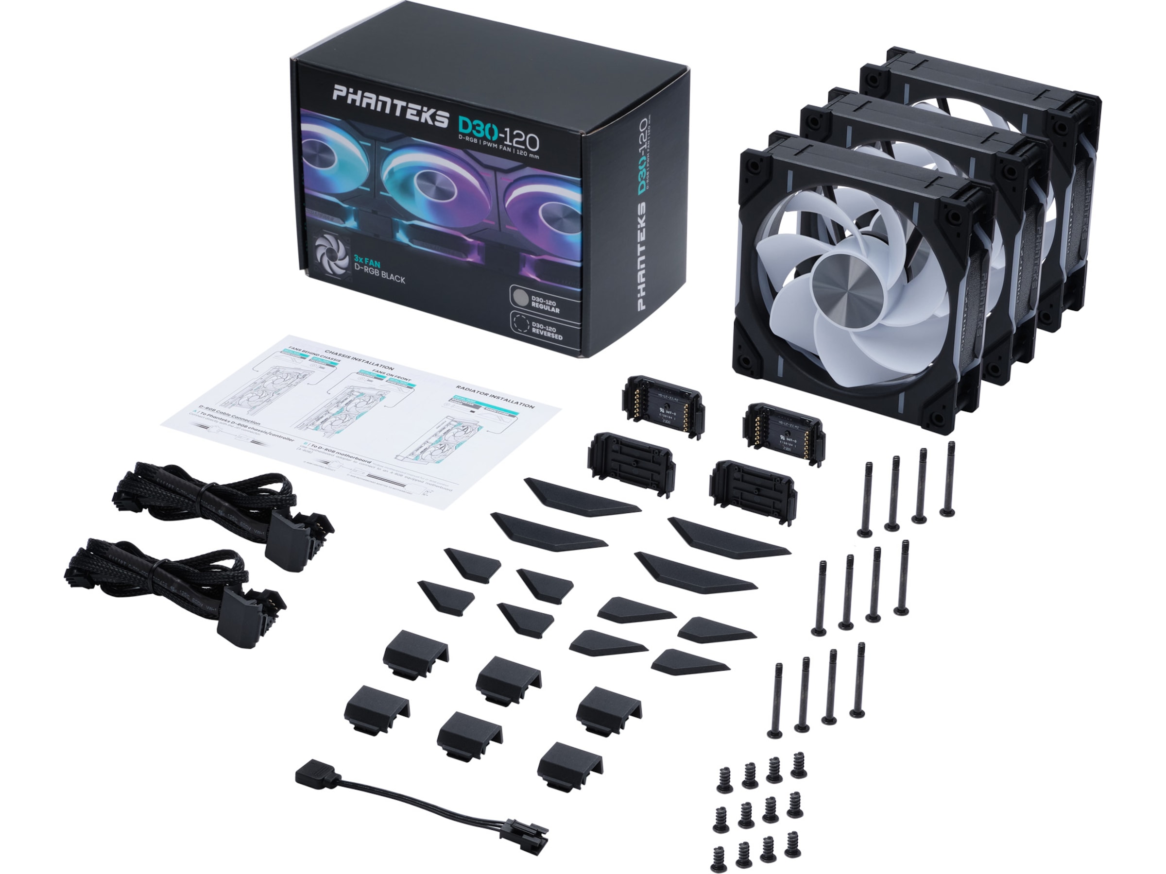 Phanteks D30 120mm Reversed Air Fläkt 3pack (svart) Fläkt