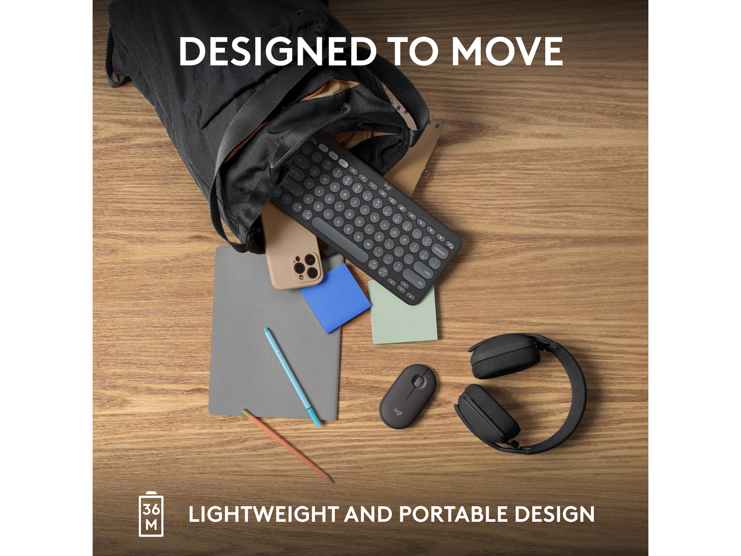 Pebble Keys 2 K380s (svart) Tangentbord