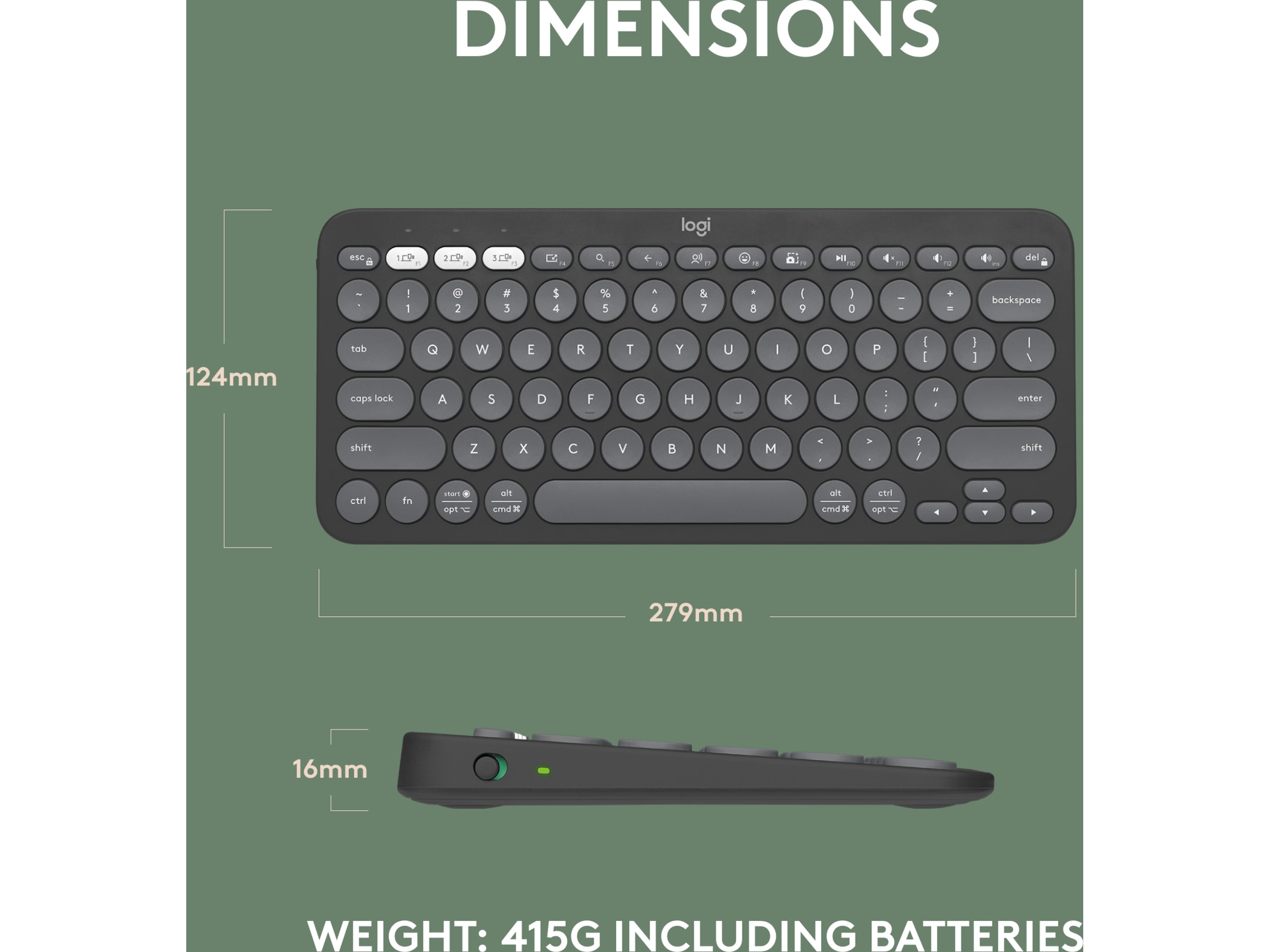 Pebble Keys 2 K380s (svart) Tangentbord