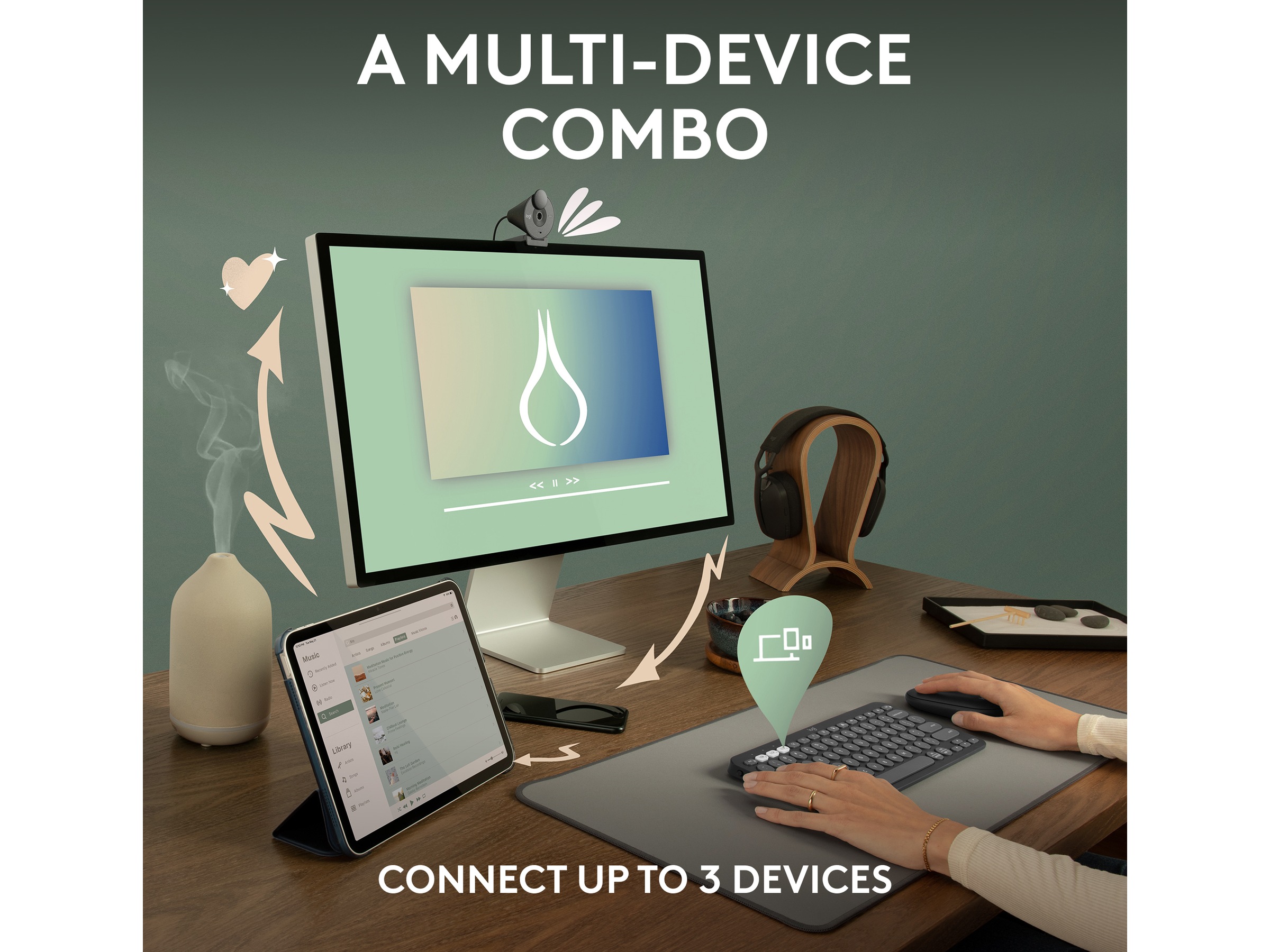 Pebble 2 Combo (svart) Mus & tangentbord -combo-paket