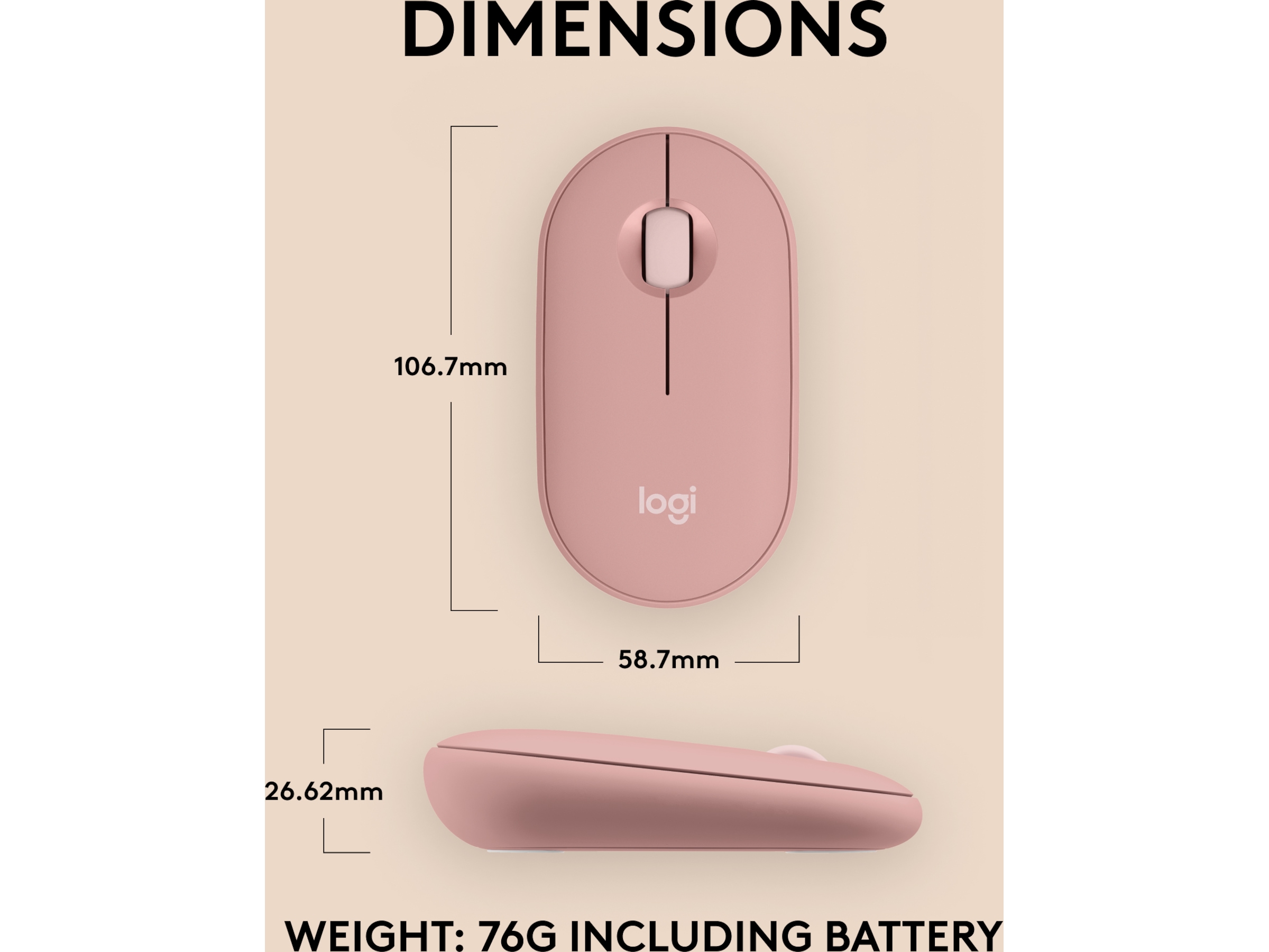 Pebble Mouse 2 M350s (rose) Mus