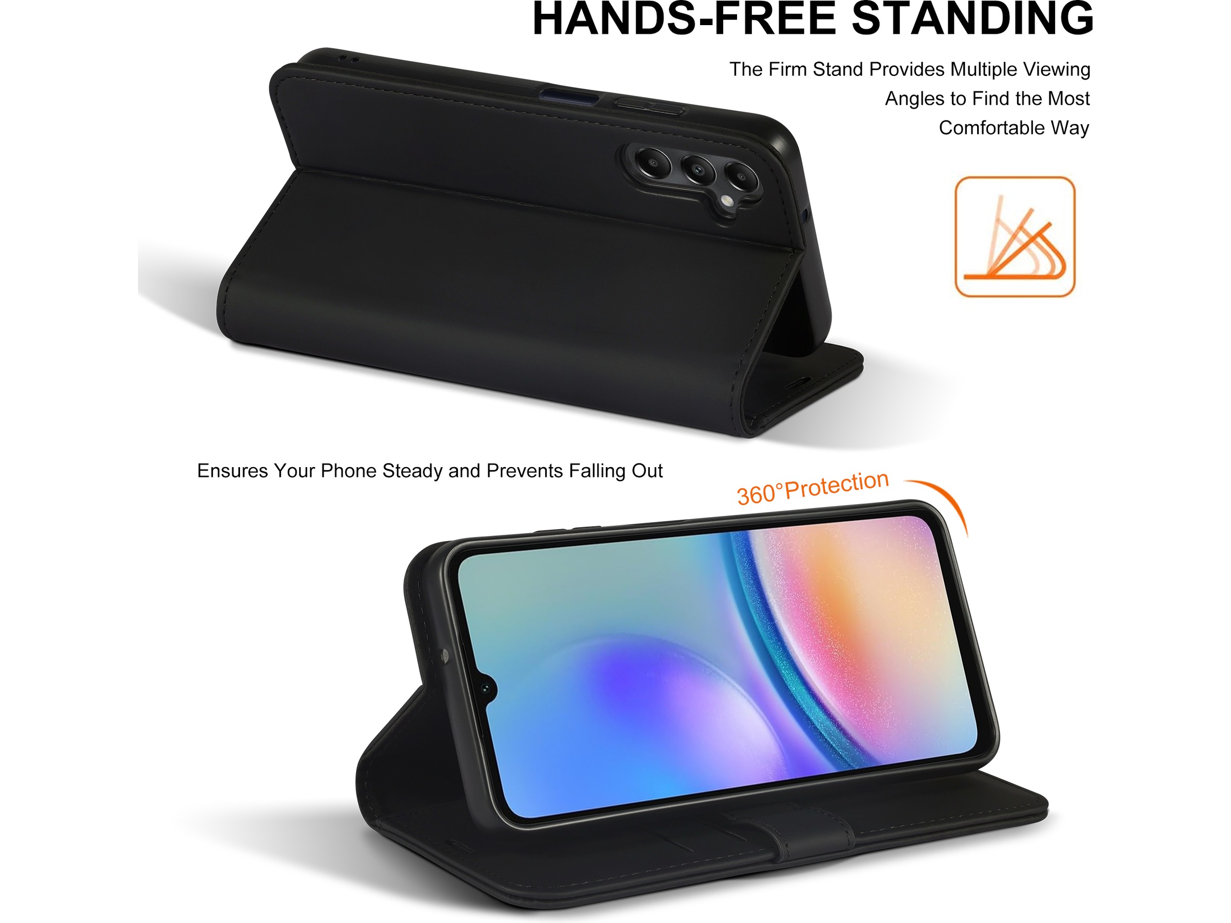 iiglo Galaxy A05S Plånboksfodral (svart) Mobilskal