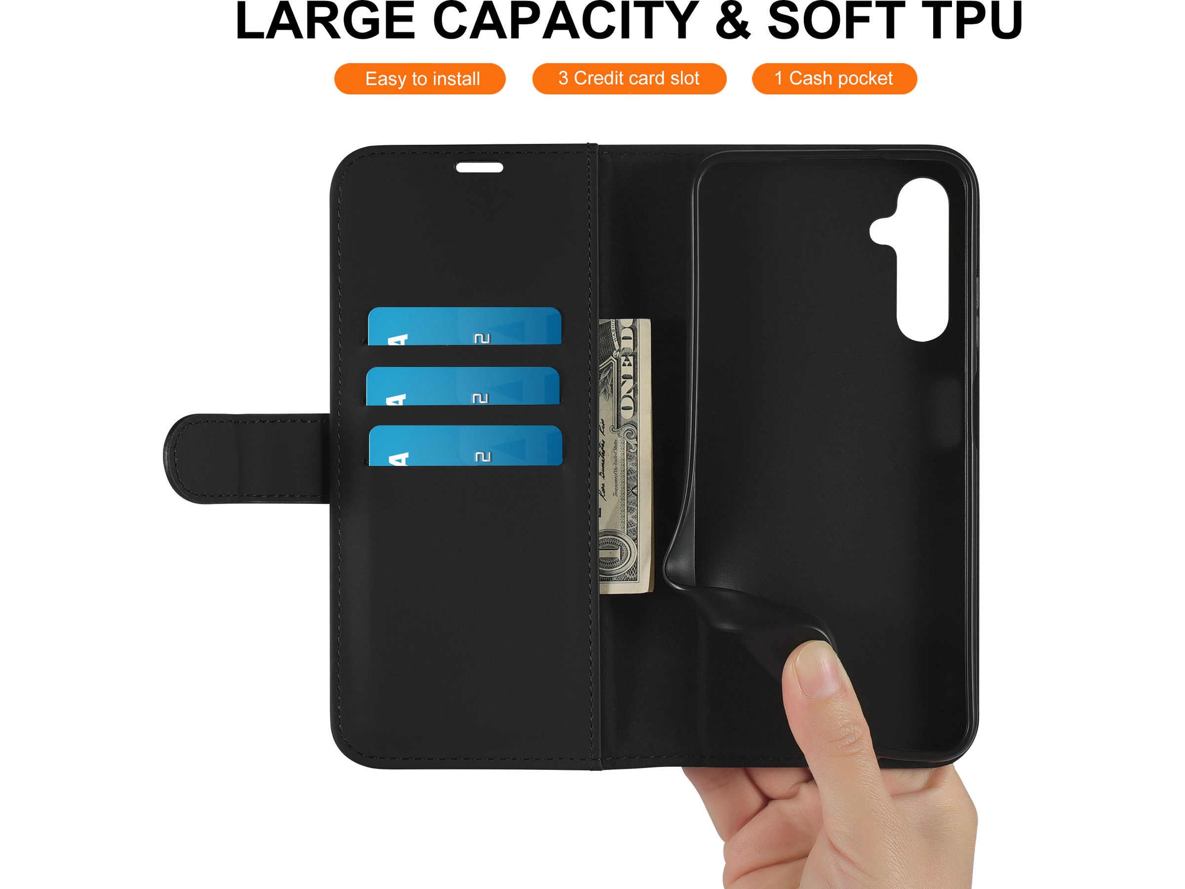 iiglo Galaxy A05S Plånboksfodral (svart) Mobilskal