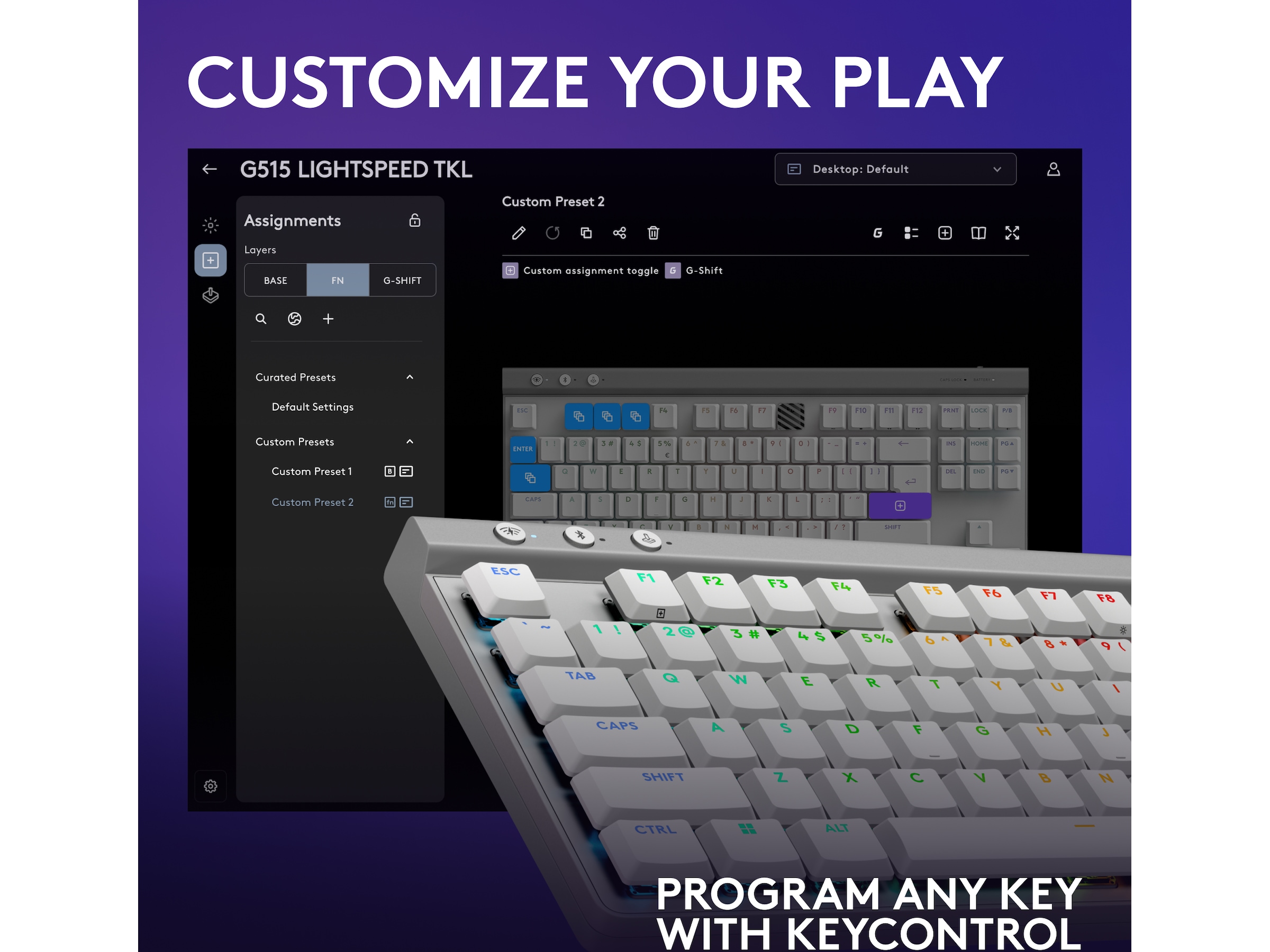 Logitech G G515 Lightspeed Gamingtangentbord (vit) Gamingtangentbord