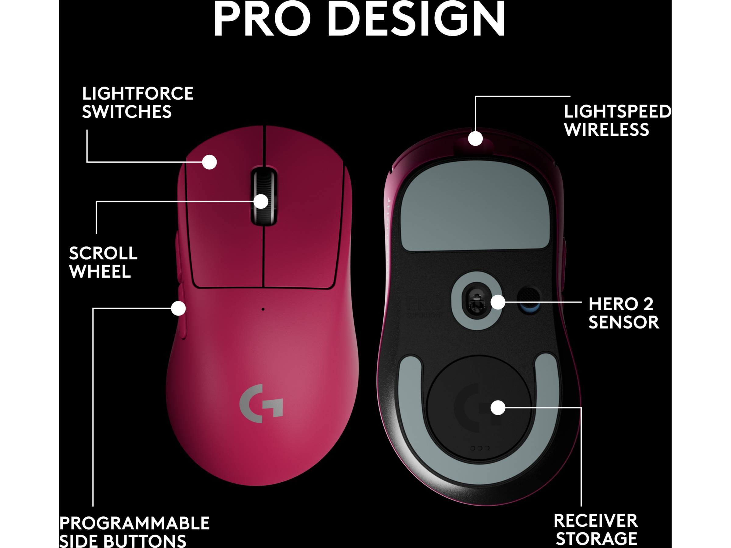 Logitech G Pro X Superlight 2 DEX trådlös gamingmus (rosa) -B-Grade Demo mus