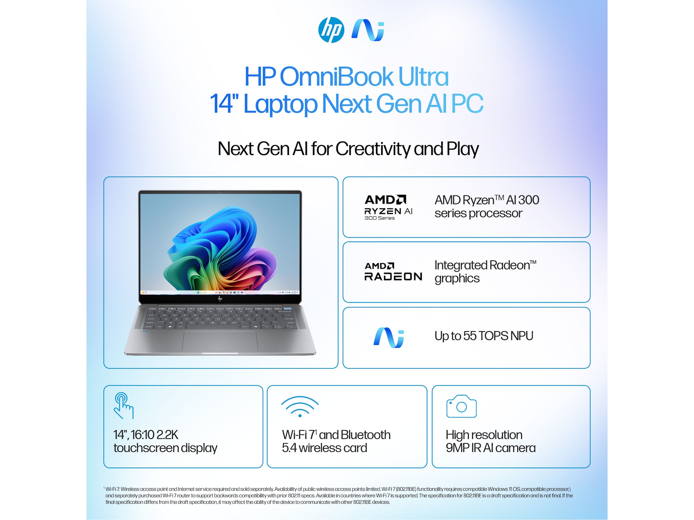 HP OmniBook Ultra Laptop 14-fd0031no 14" 2.2K Touch  AMD Ryzen™ AI 9 365 Processor med Radeon™ Graphics Datorer - Bärbara / laptop