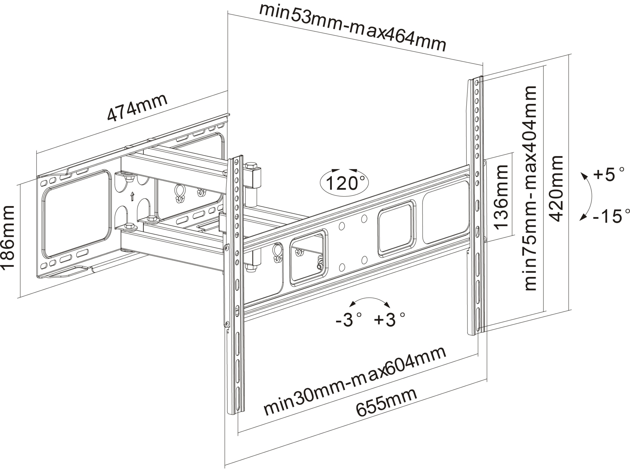 Andersson WMA 3.9 väggfäste TV tilt 37-70" Väggfäste & TV-stativ