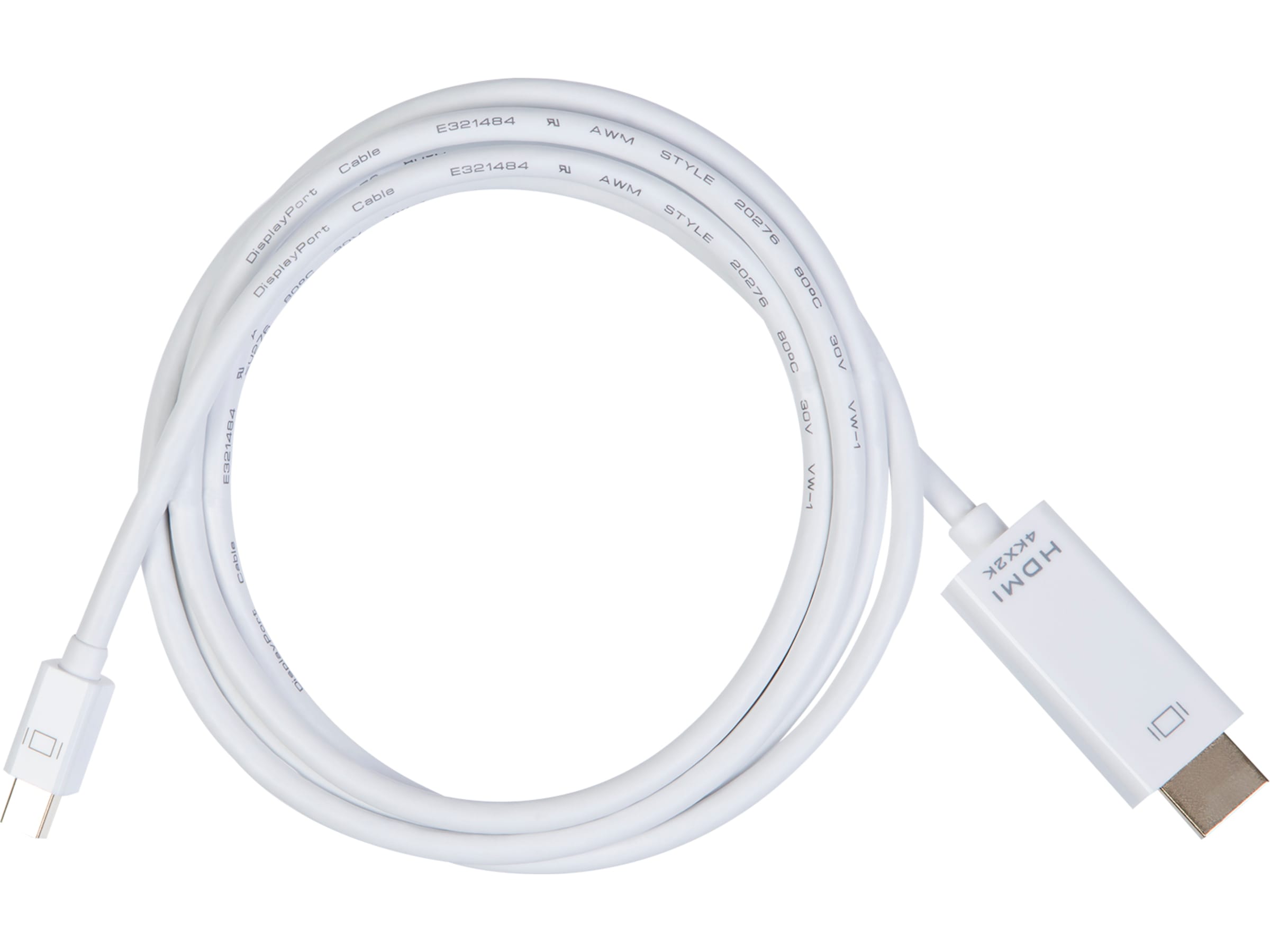 Mini DP till HDMI kabel 2m (vit) Skärmkablar