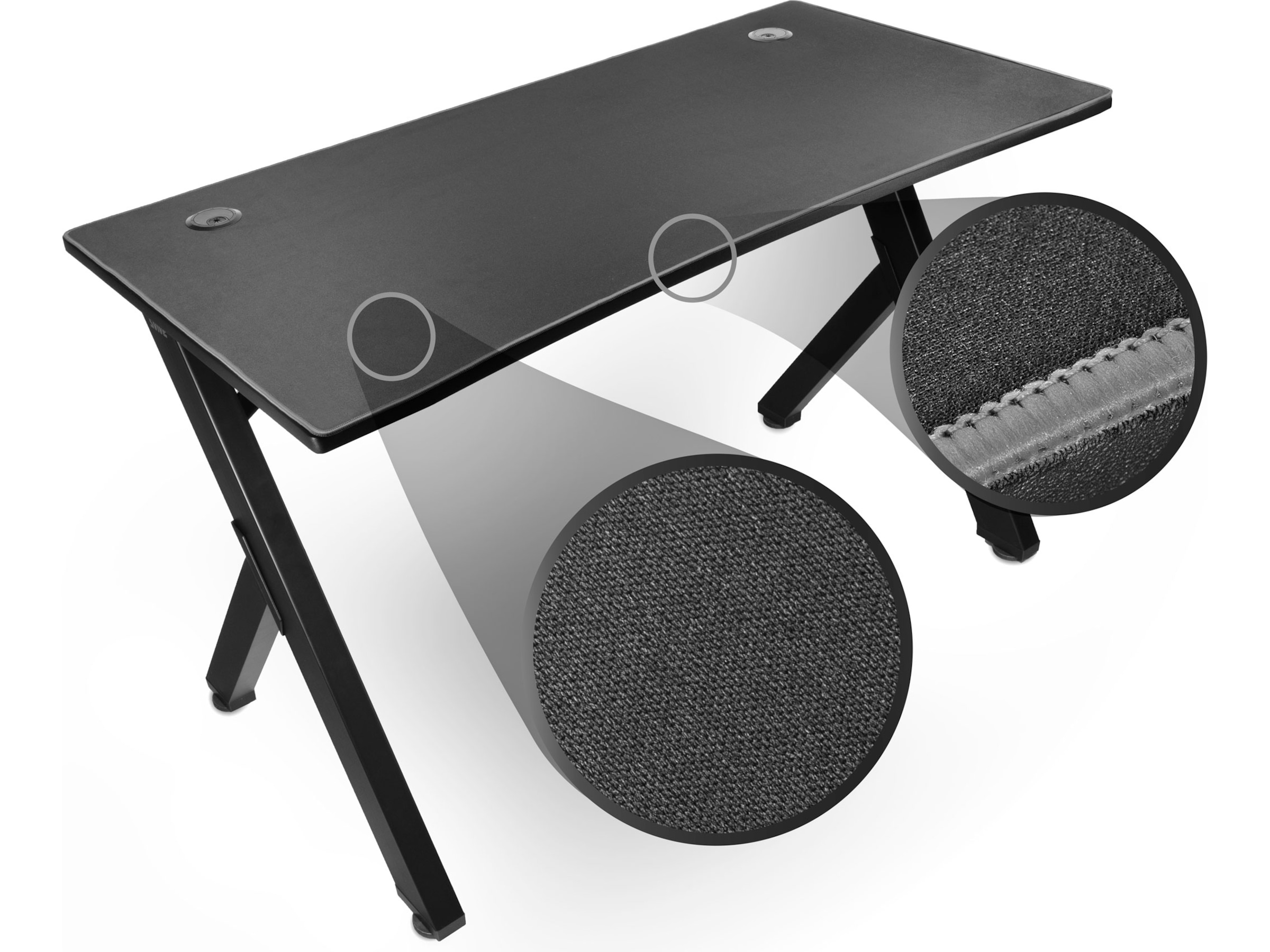 Svive Cygnus Gaming Desk matt svart med grå sömmar Gamingdesk