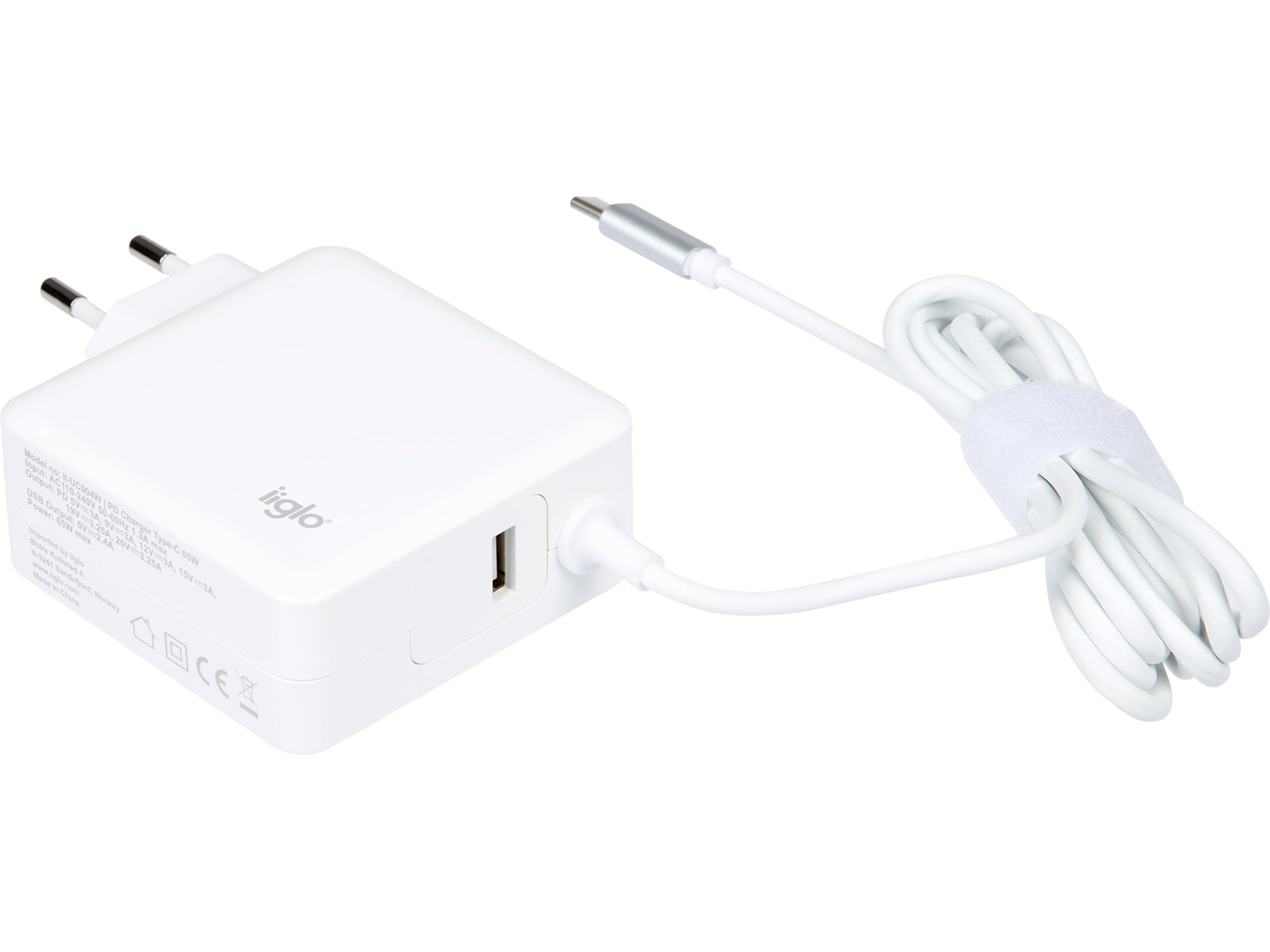 iiglo universal laddare till PC, telefon och surfplatta, USB-C 65W Batteri och laddare