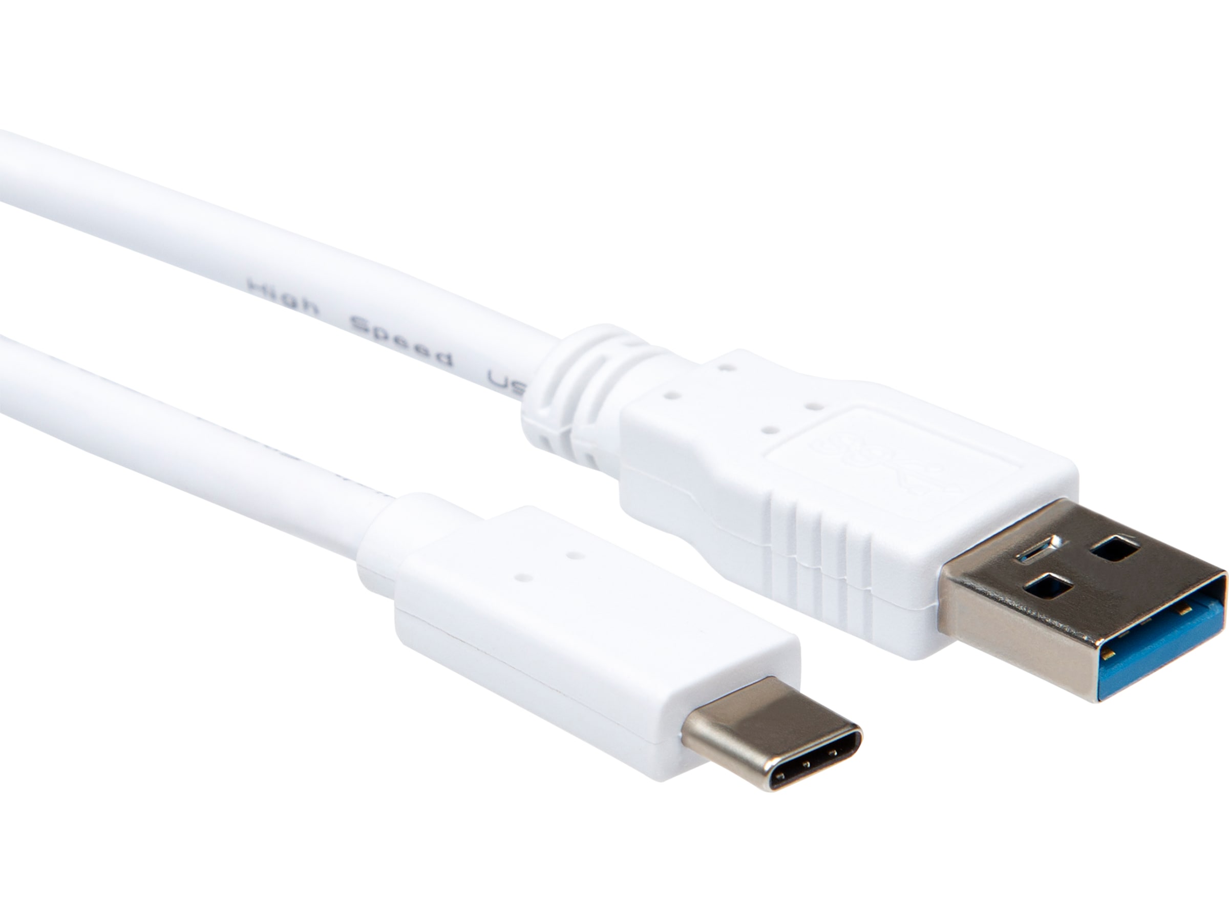USB-A till USB-C kabel 2m (vit) USB-kablar