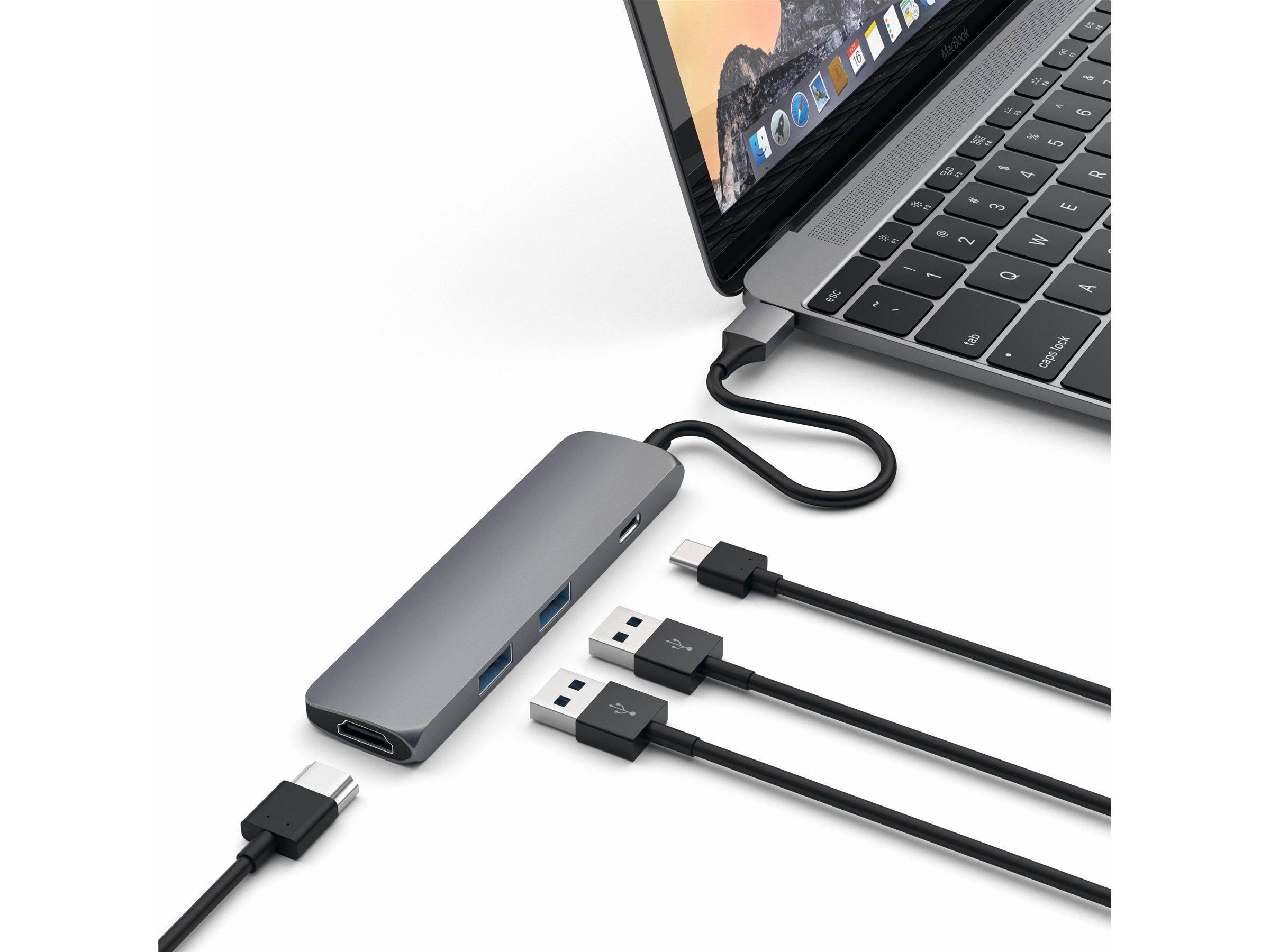 Satechi Slim MultiPort 4K Docking (rymdgrå) Dockningsstation och USB-hub