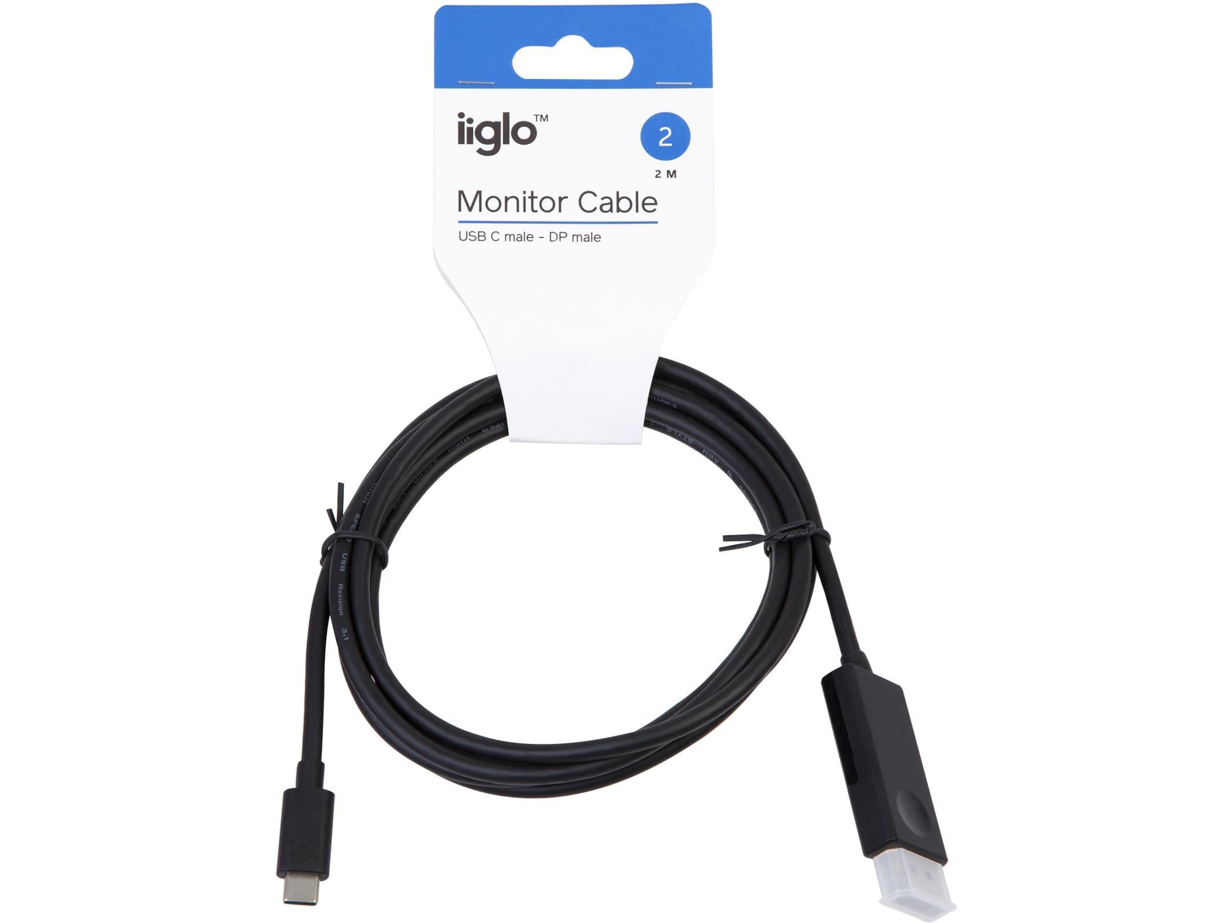 USB-C till Displayport kabel 2m (svart) Skärmkablar